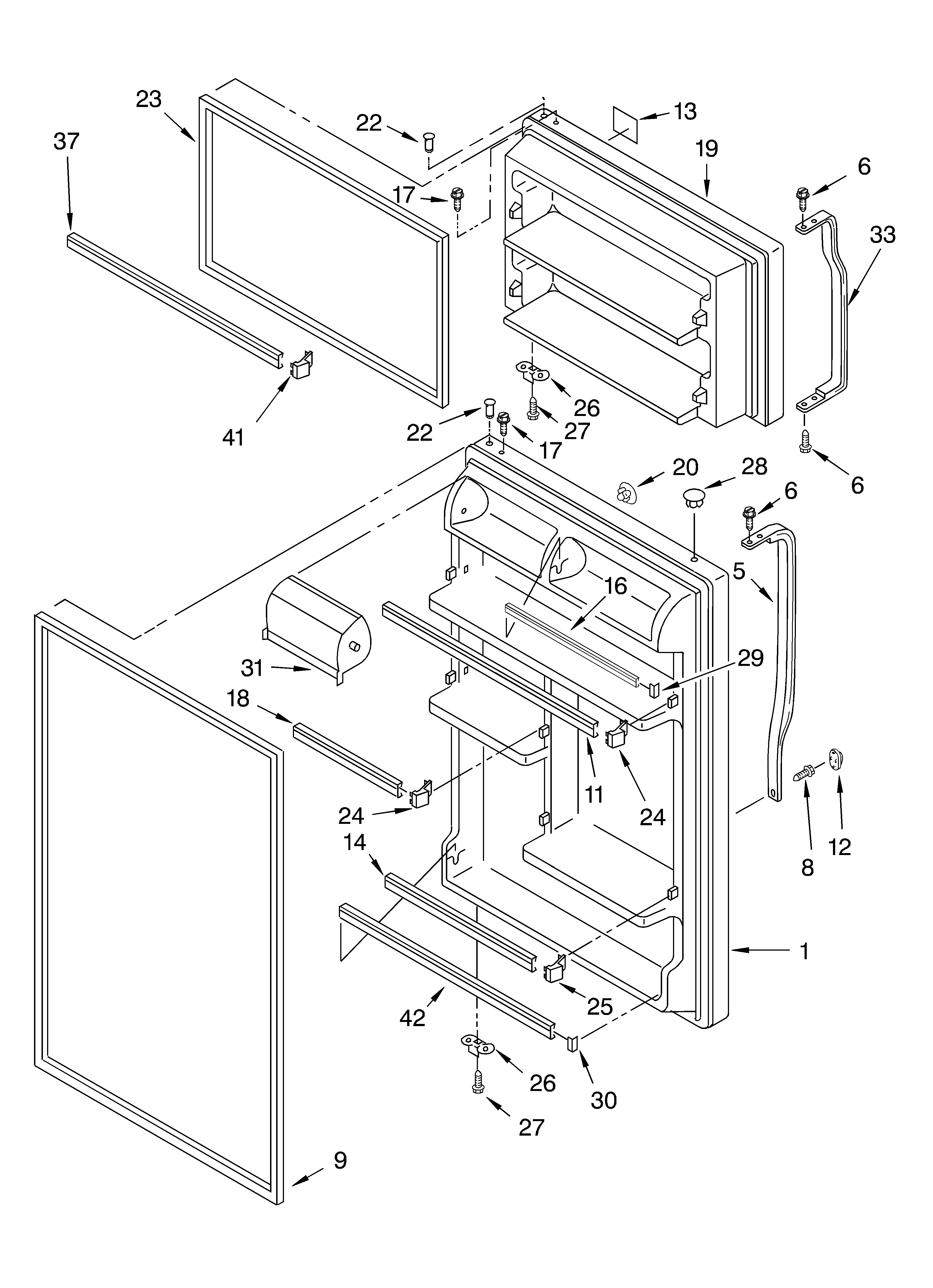 Roper RT21LMXKQ08 door parts diagram