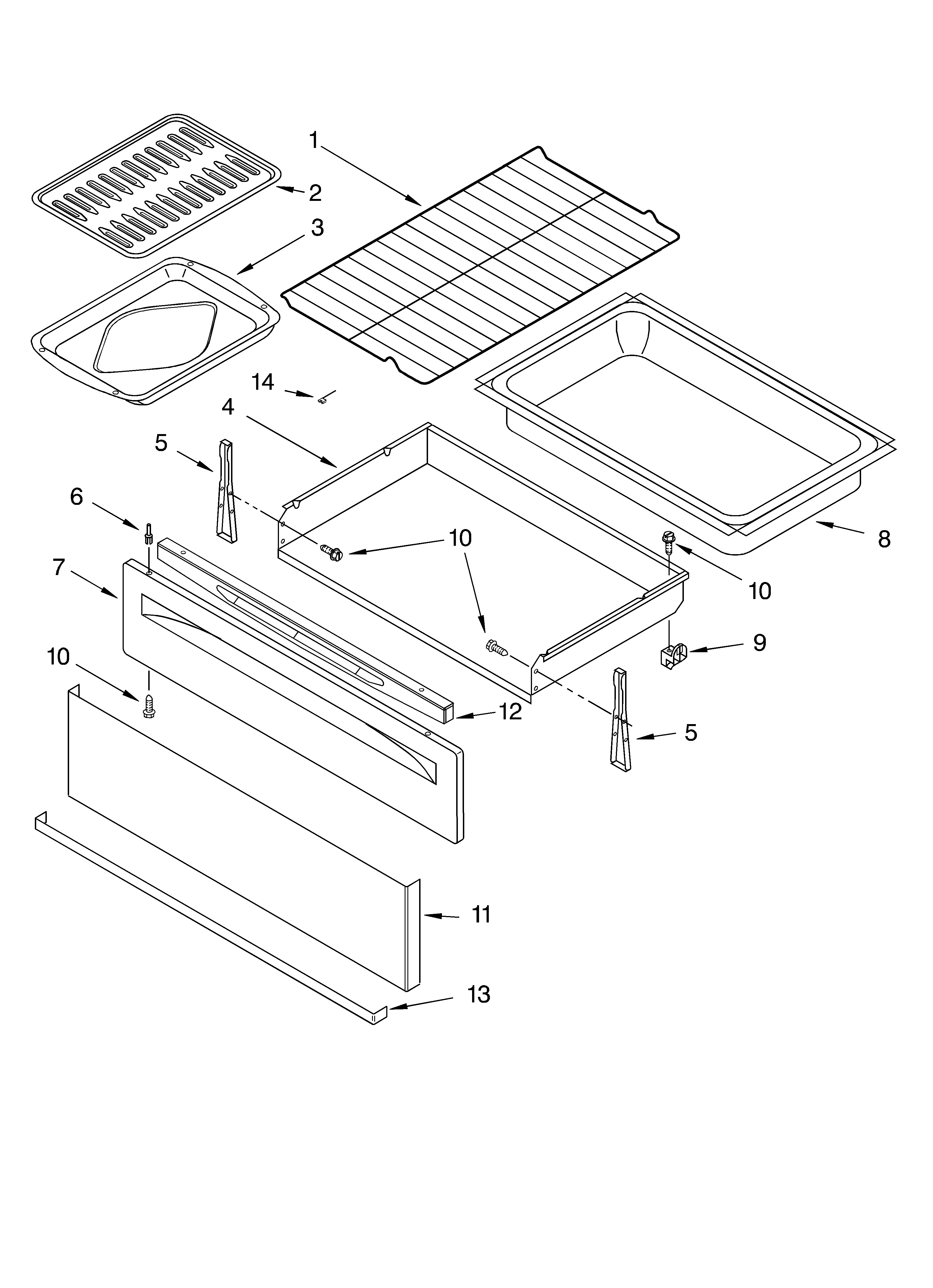 Kirkland SES380MS0 drawer & broiler parts diagram