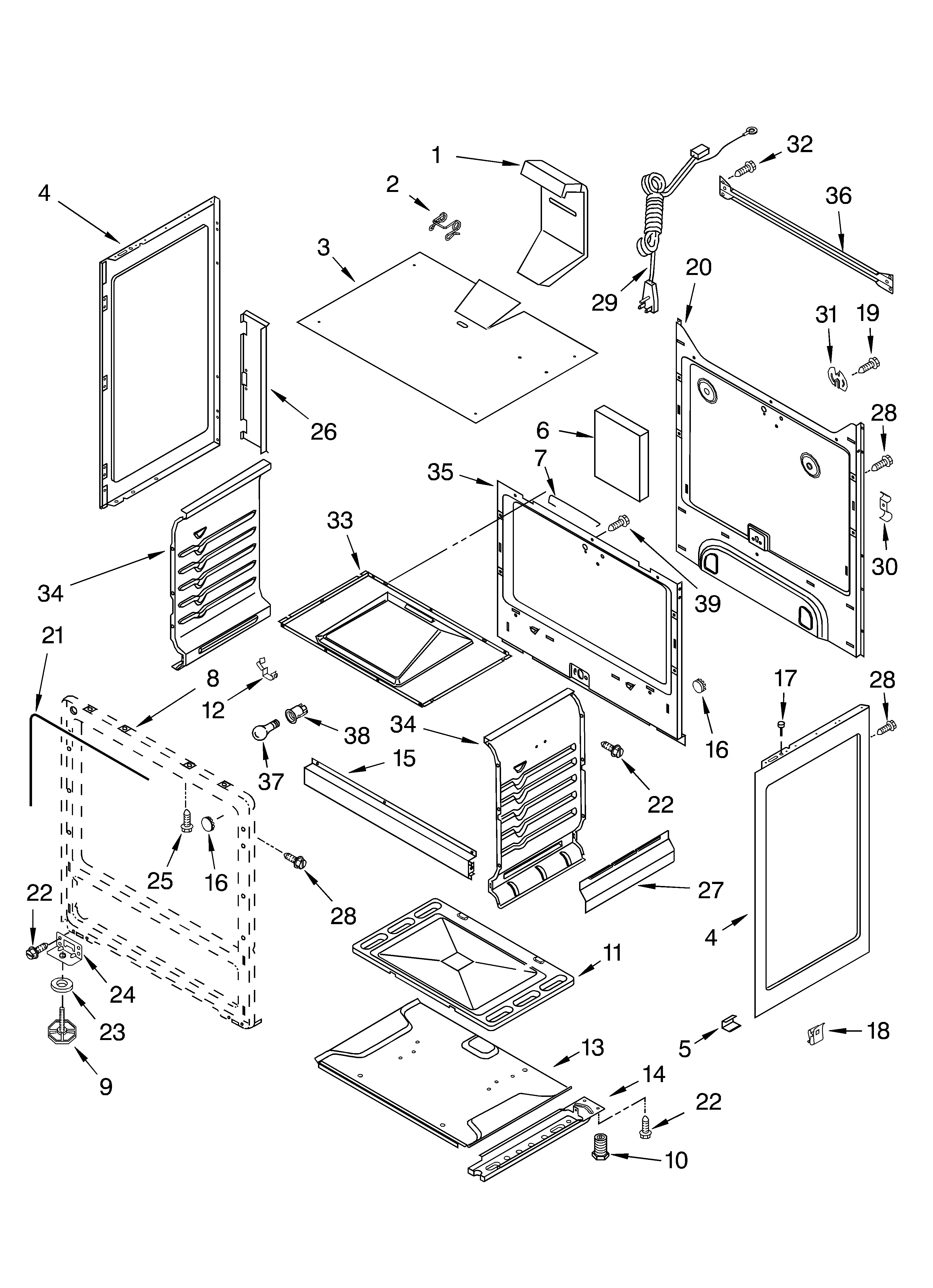 Whirlpool SF303PEKW1 chassis parts diagram