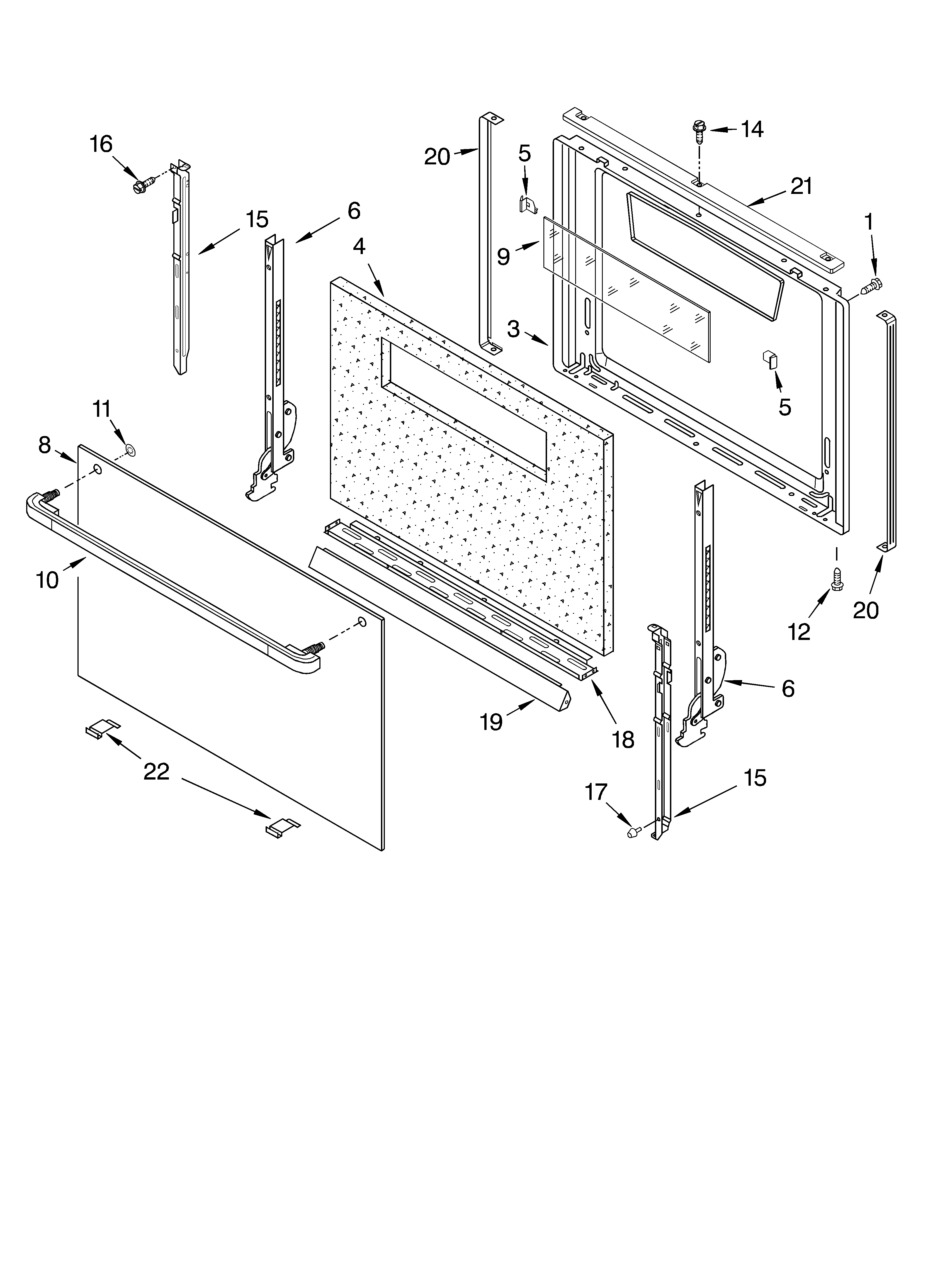 Whirlpool SF303PEKW1 door parts, miscellaneous parts diagram