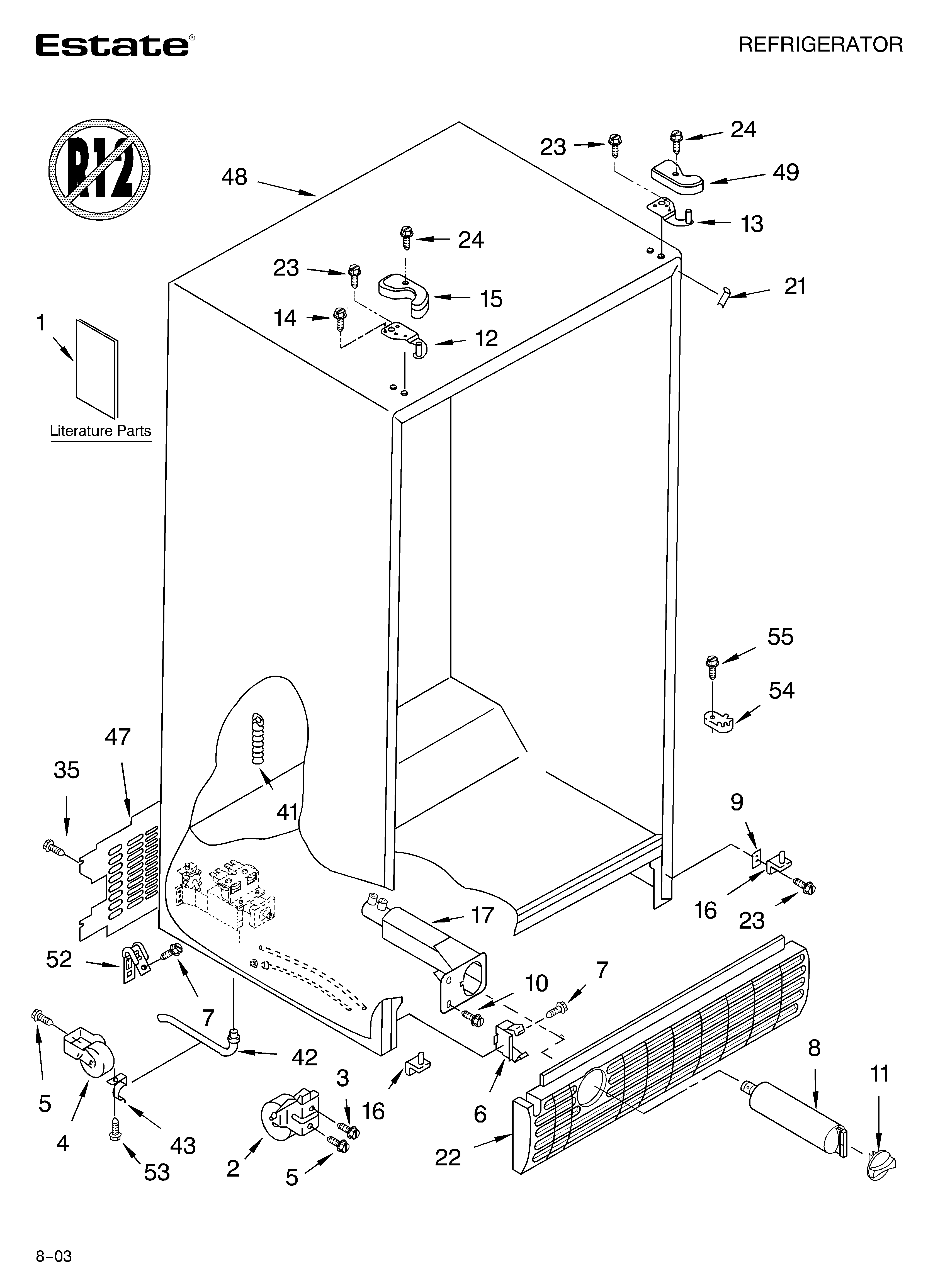Estate TS25AFXKT01 cabinet parts diagram
