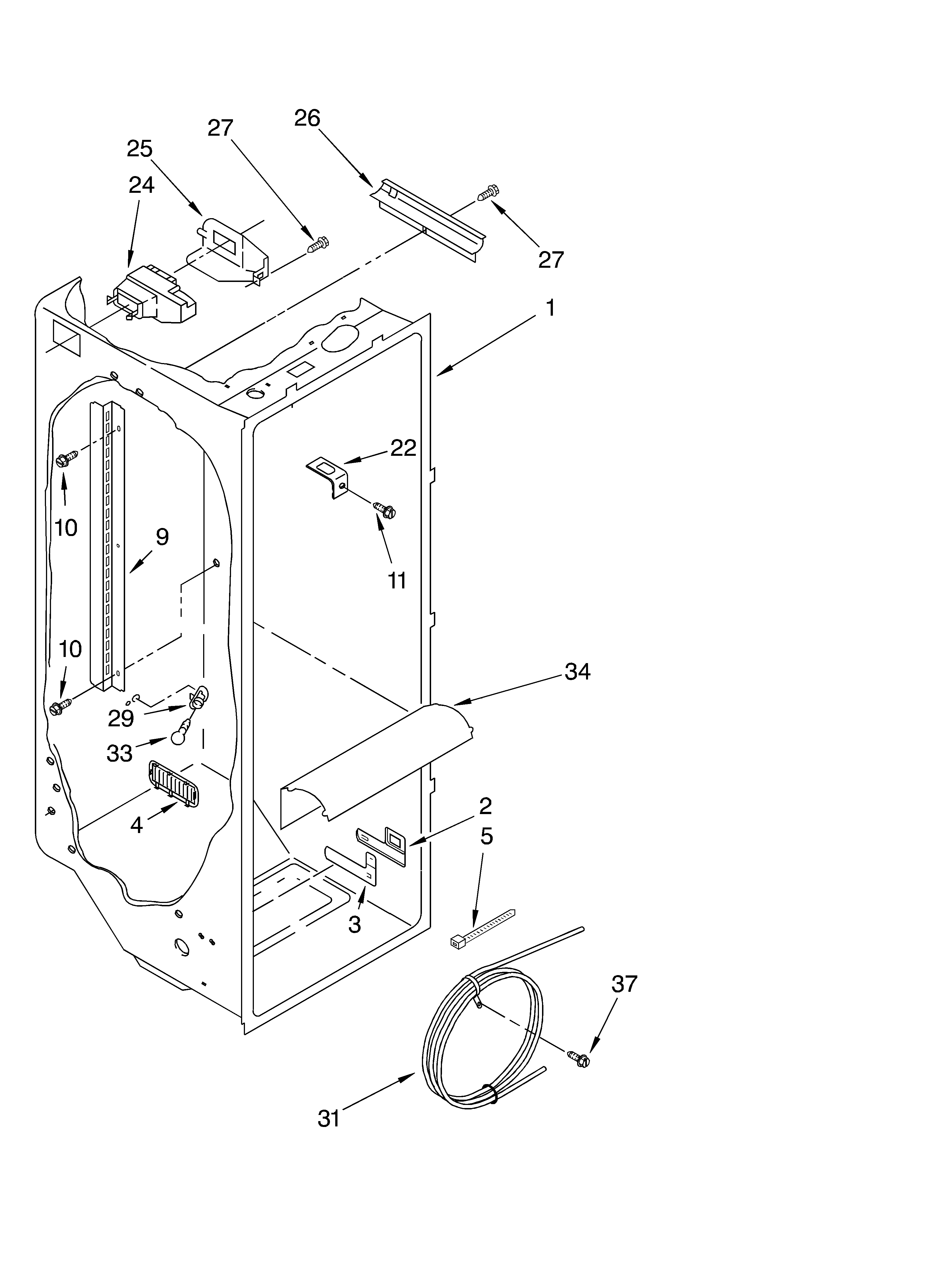 Estate TS25AFXKT01 refrigerator liner parts diagram