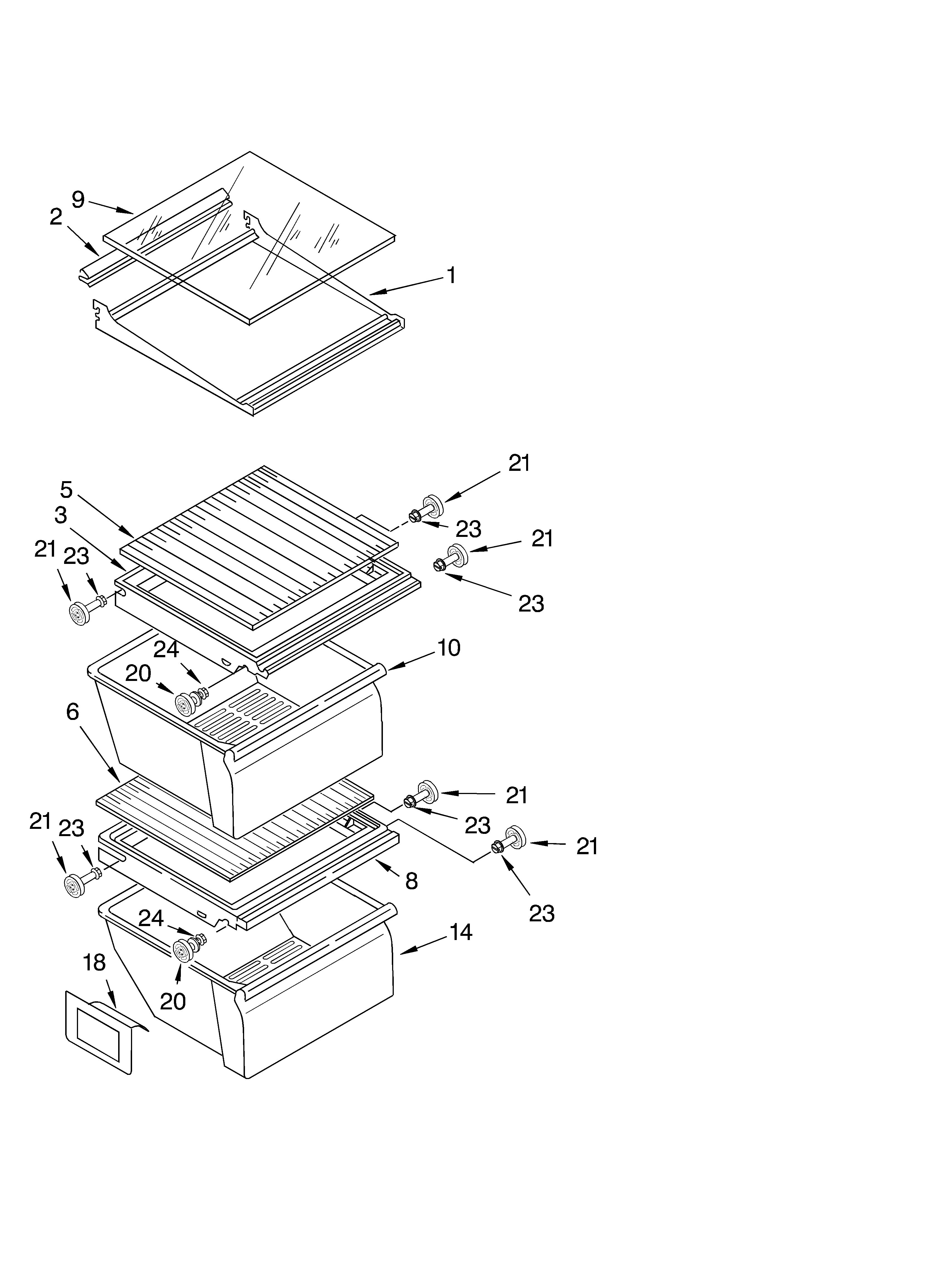 Estate TS25AFXKT01 refrigerator shelf parts diagram