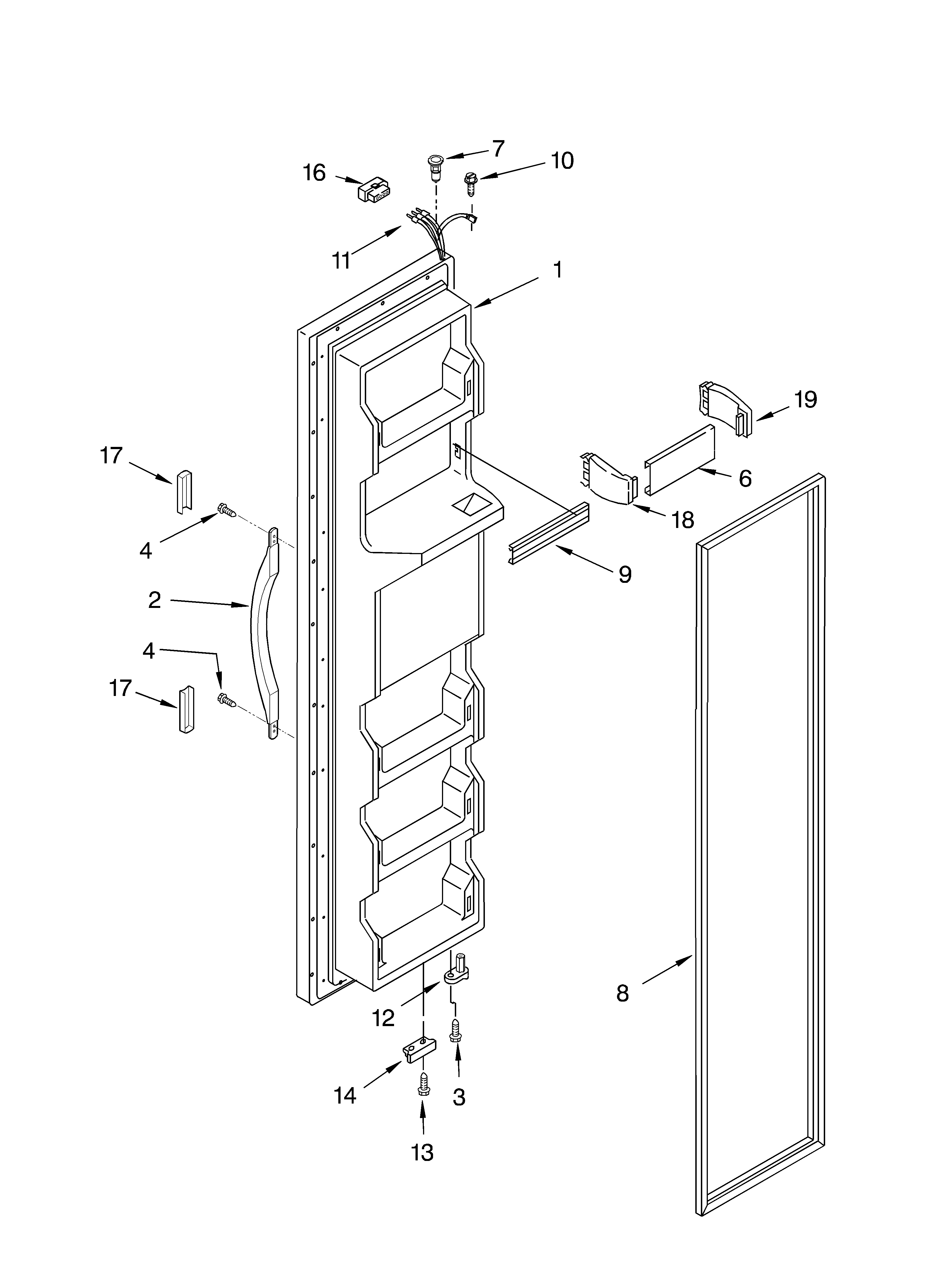 Estate TS25AFXKT01 freezer door parts diagram