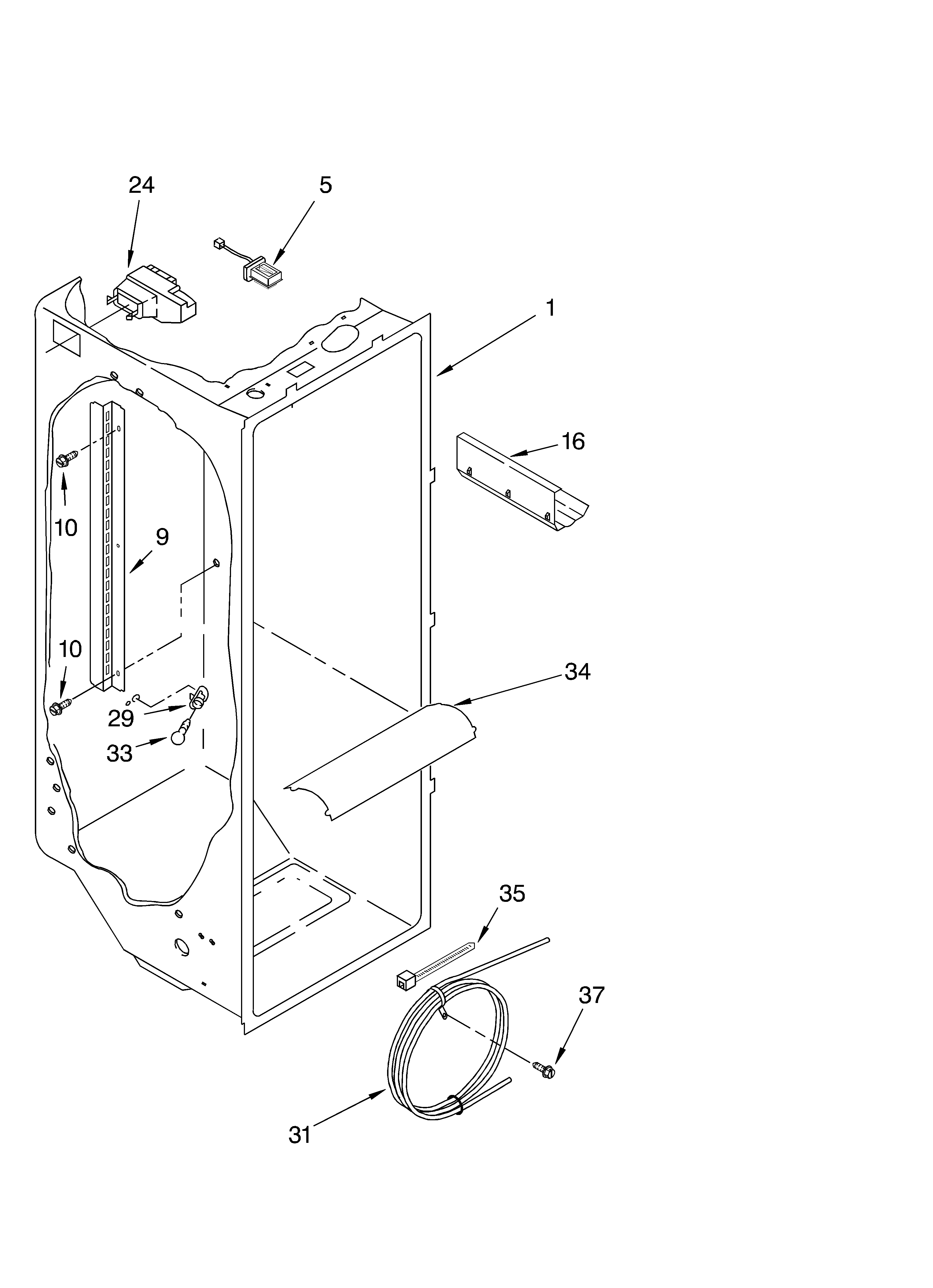 Whirlpool 6GC5THGXKS00 refrigerator liner parts diagram