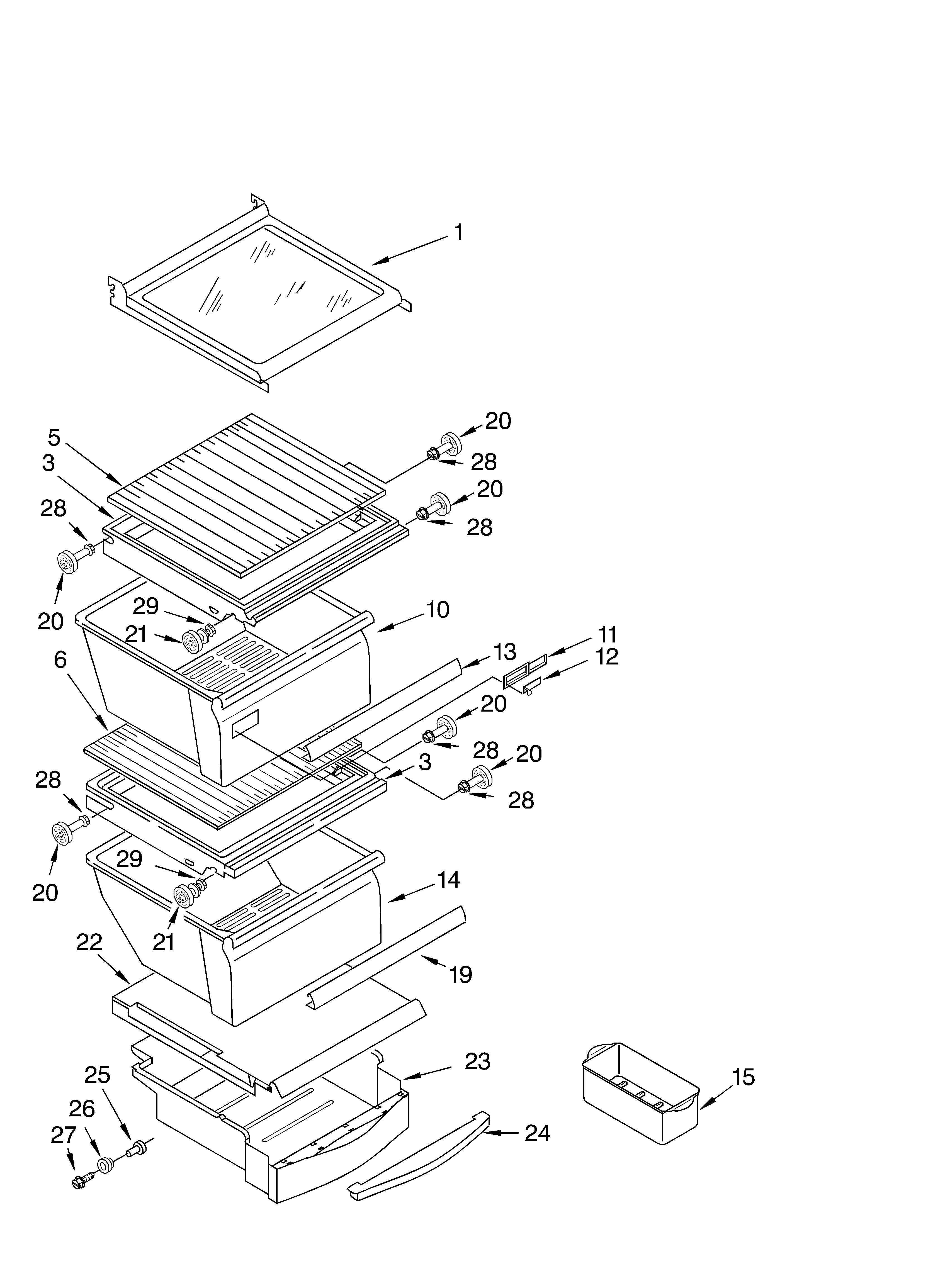 Whirlpool 6GC5THGXKS00 refrigerator shelf parts diagram