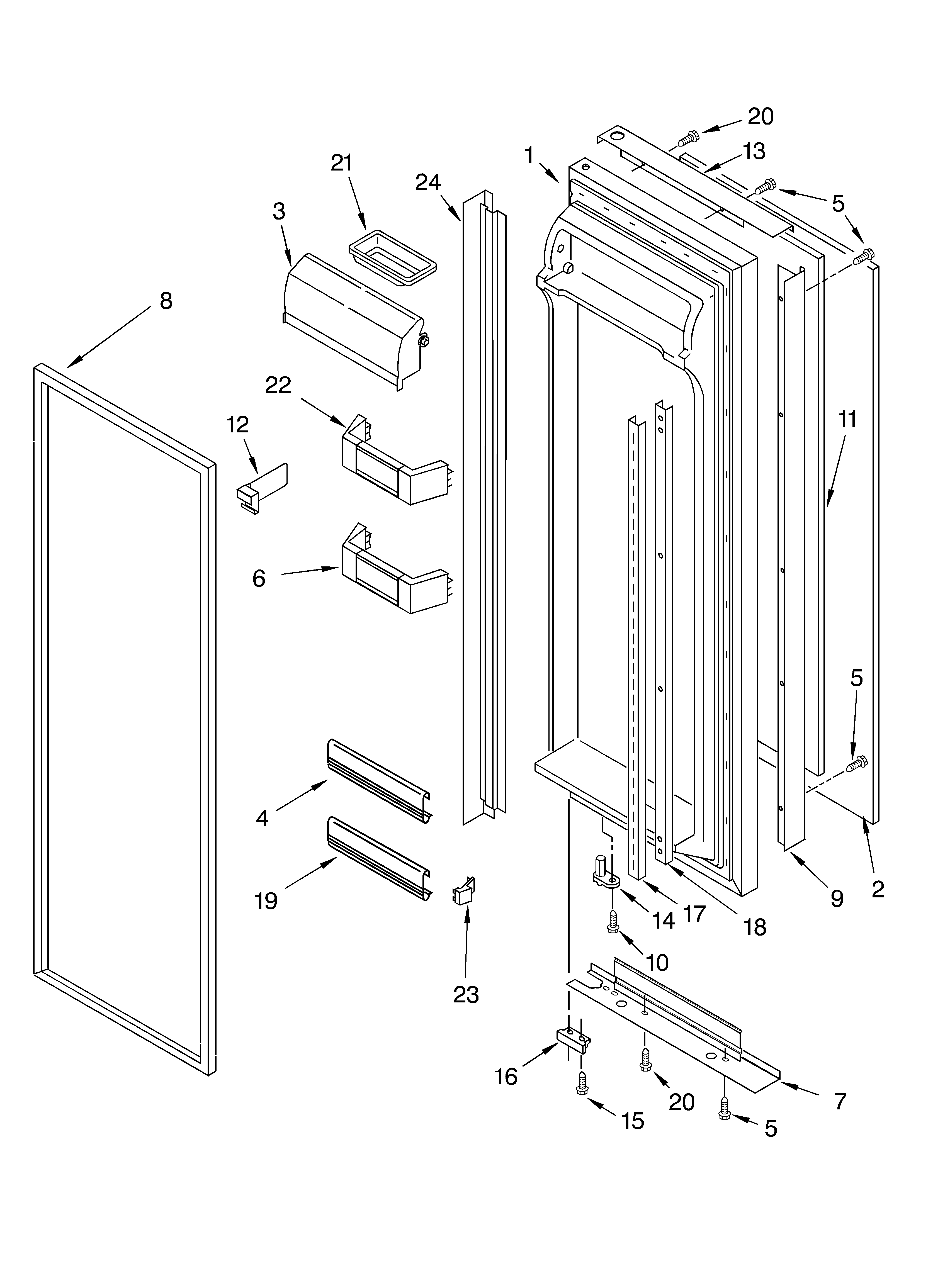 Whirlpool 6GC5THGXKS00 refrigerator door parts diagram