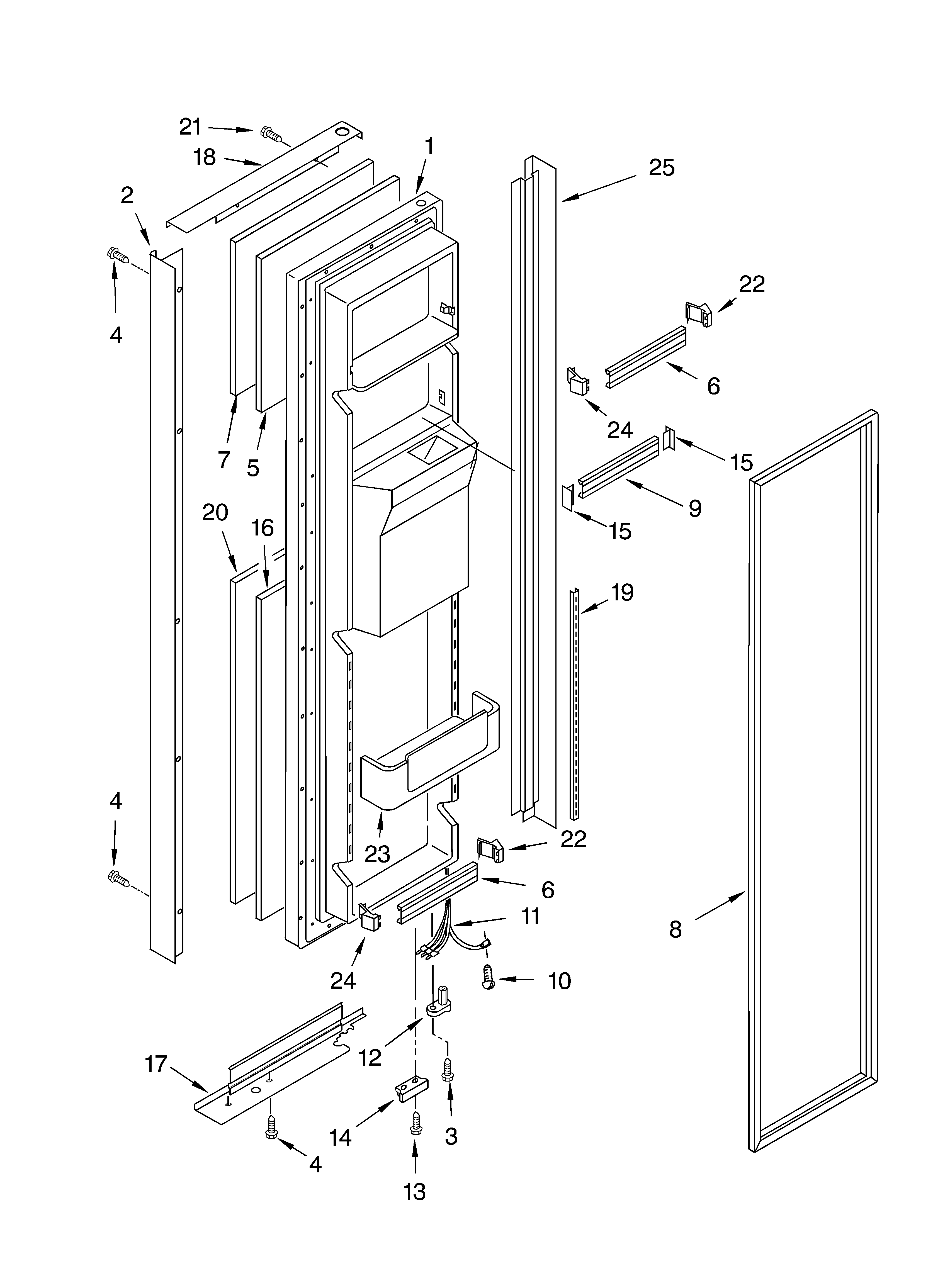 Whirlpool 6GC5THGXKS00 freezer door parts diagram