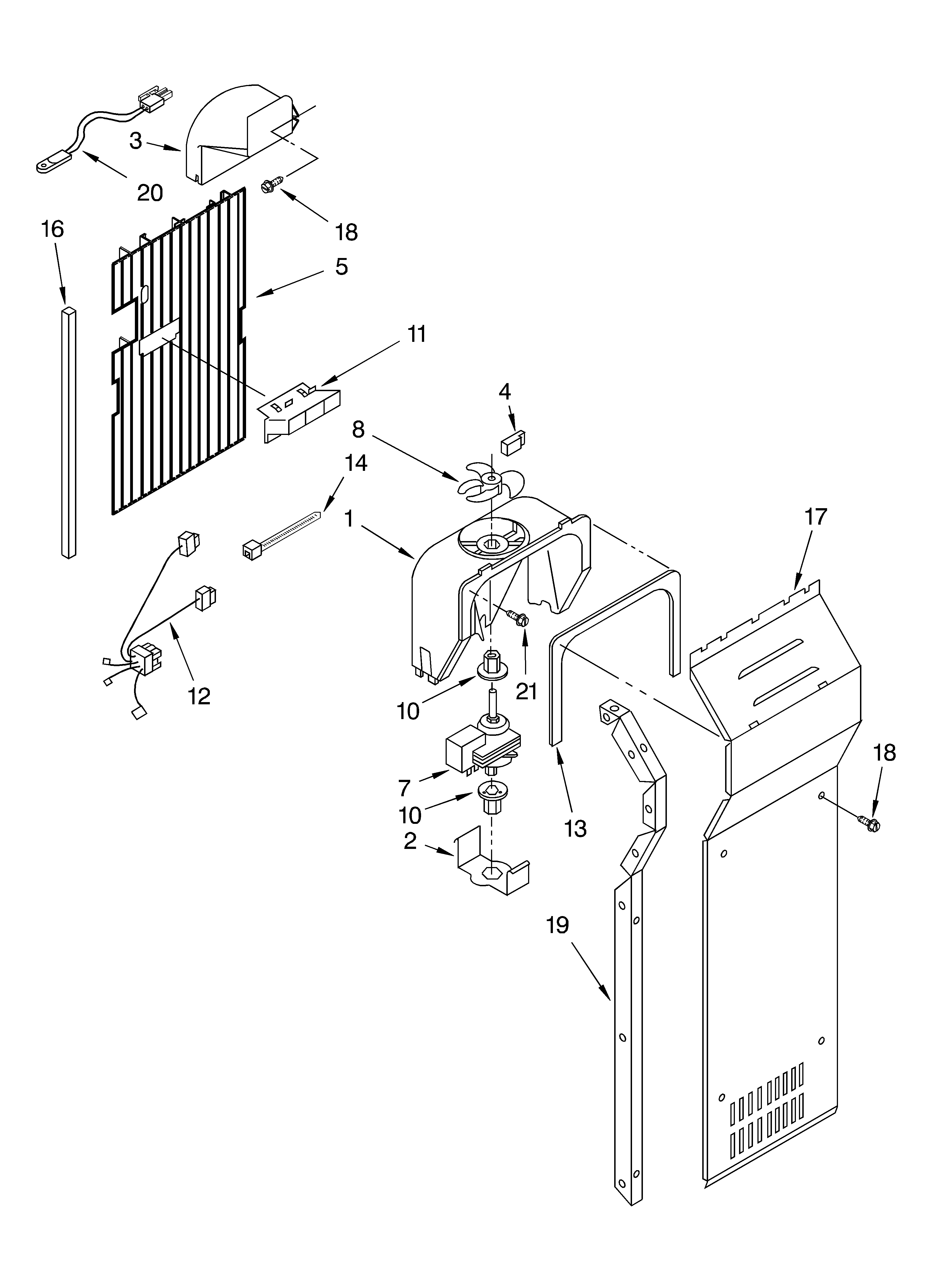 Whirlpool 6GC5THGXKS00 air flow parts diagram