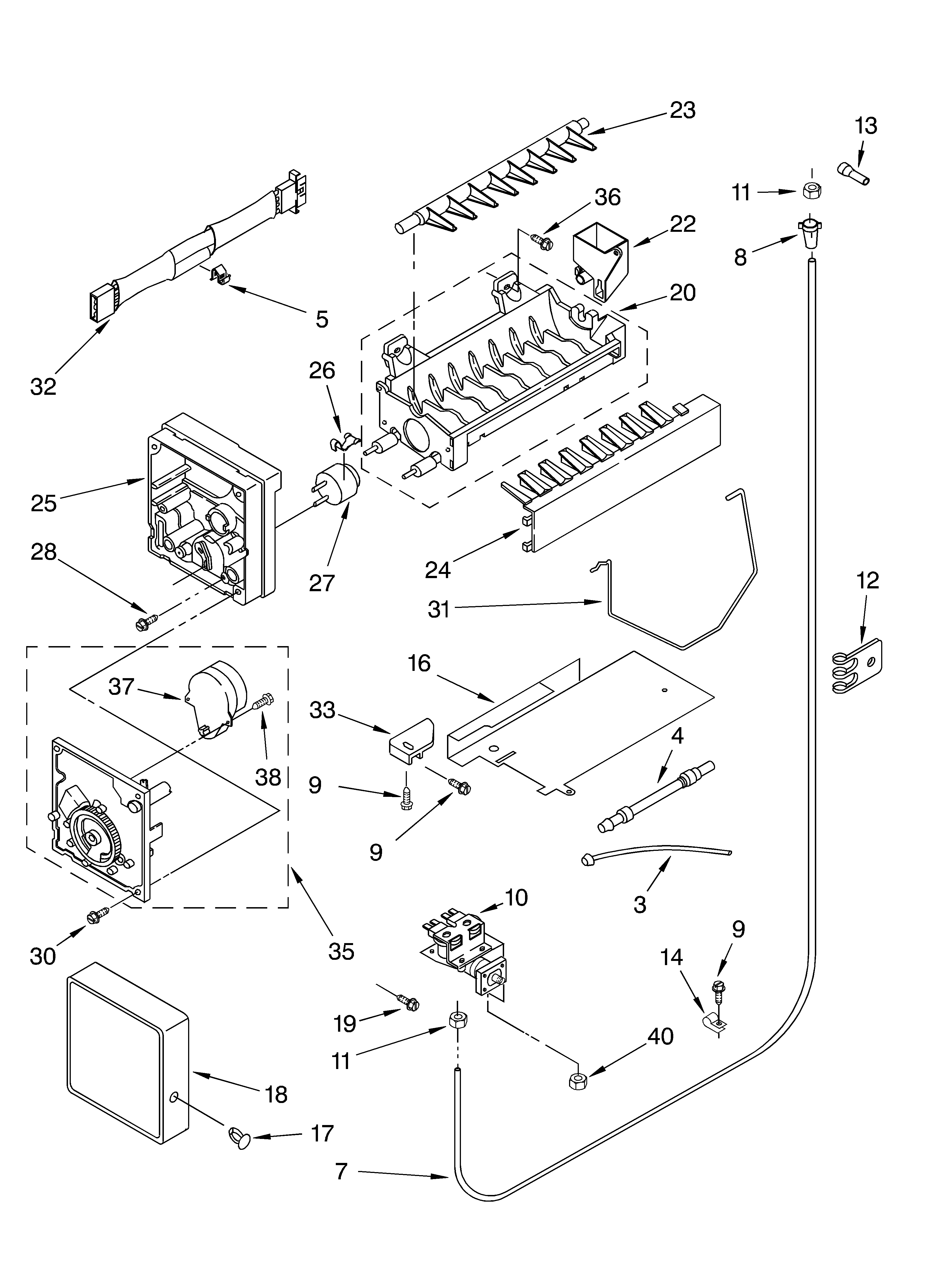 Whirlpool 6GC5THGXKS00 icemaker parts, parts not illustrated diagram