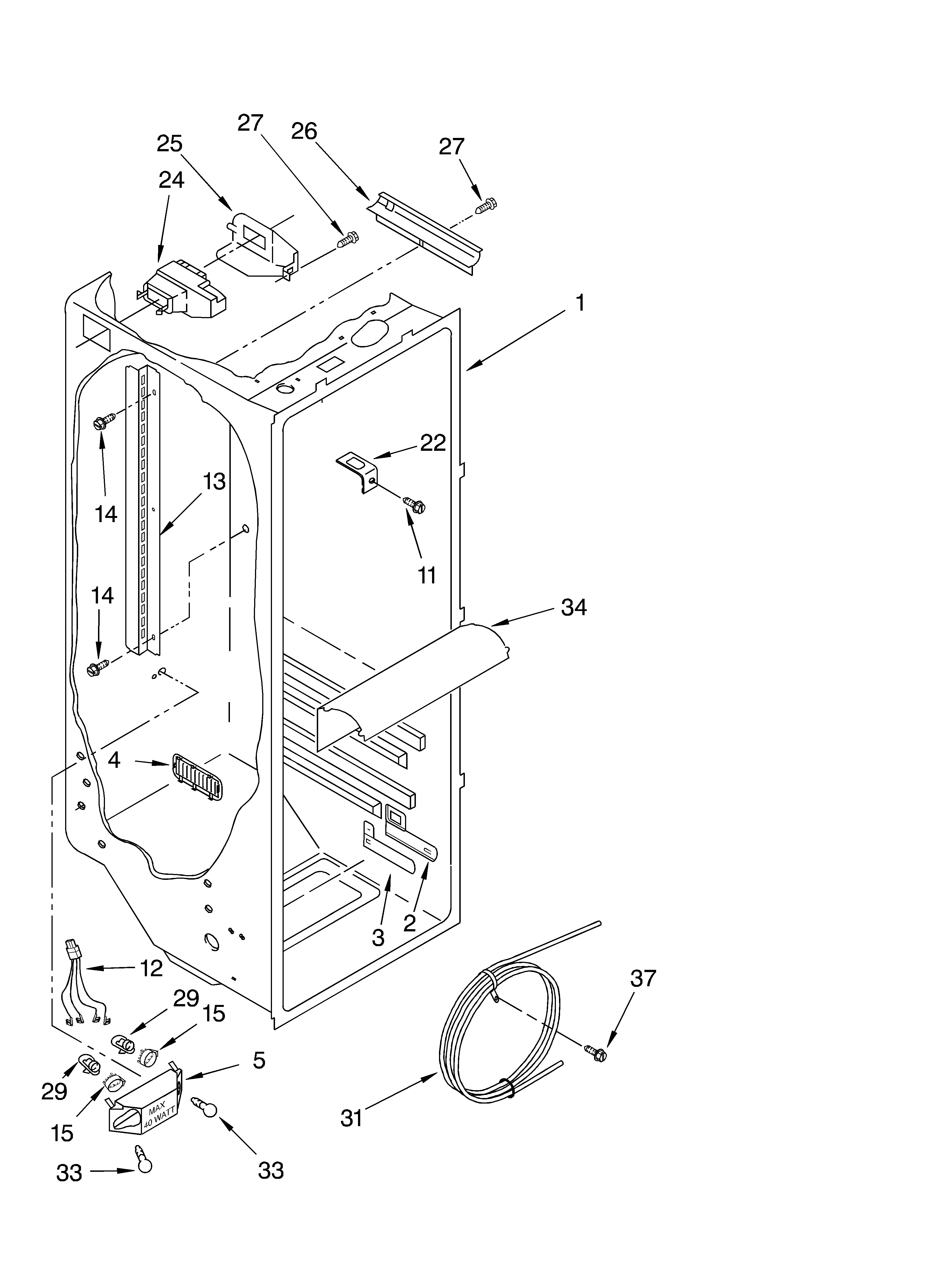 Kirkland 7SS25AFXLQ00 refrigerator liner parts diagram