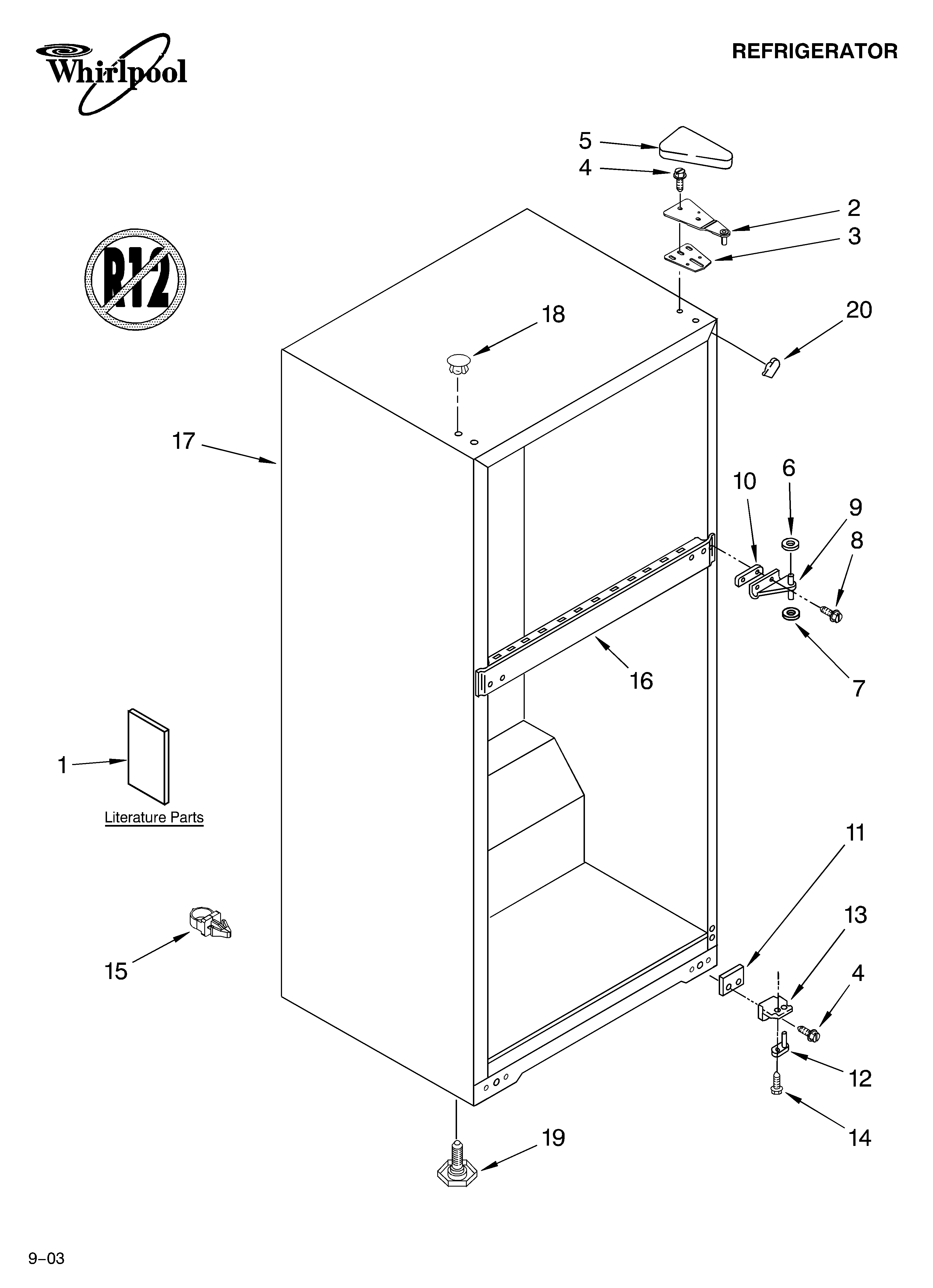 Whirlpool ET0WSRXML00 cabinet parts diagram