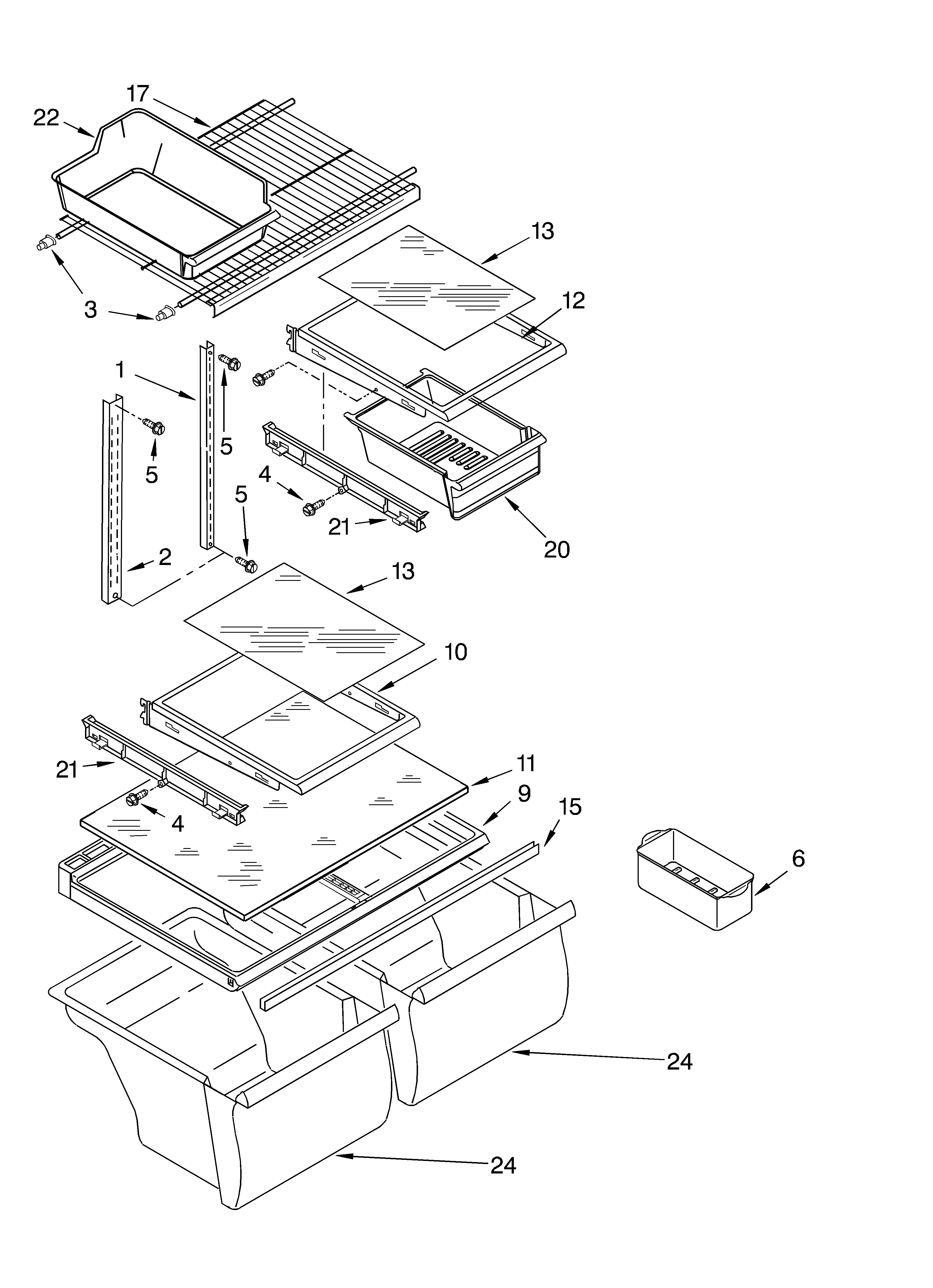 Whirlpool ET1FTTXKB03 shelf parts diagram