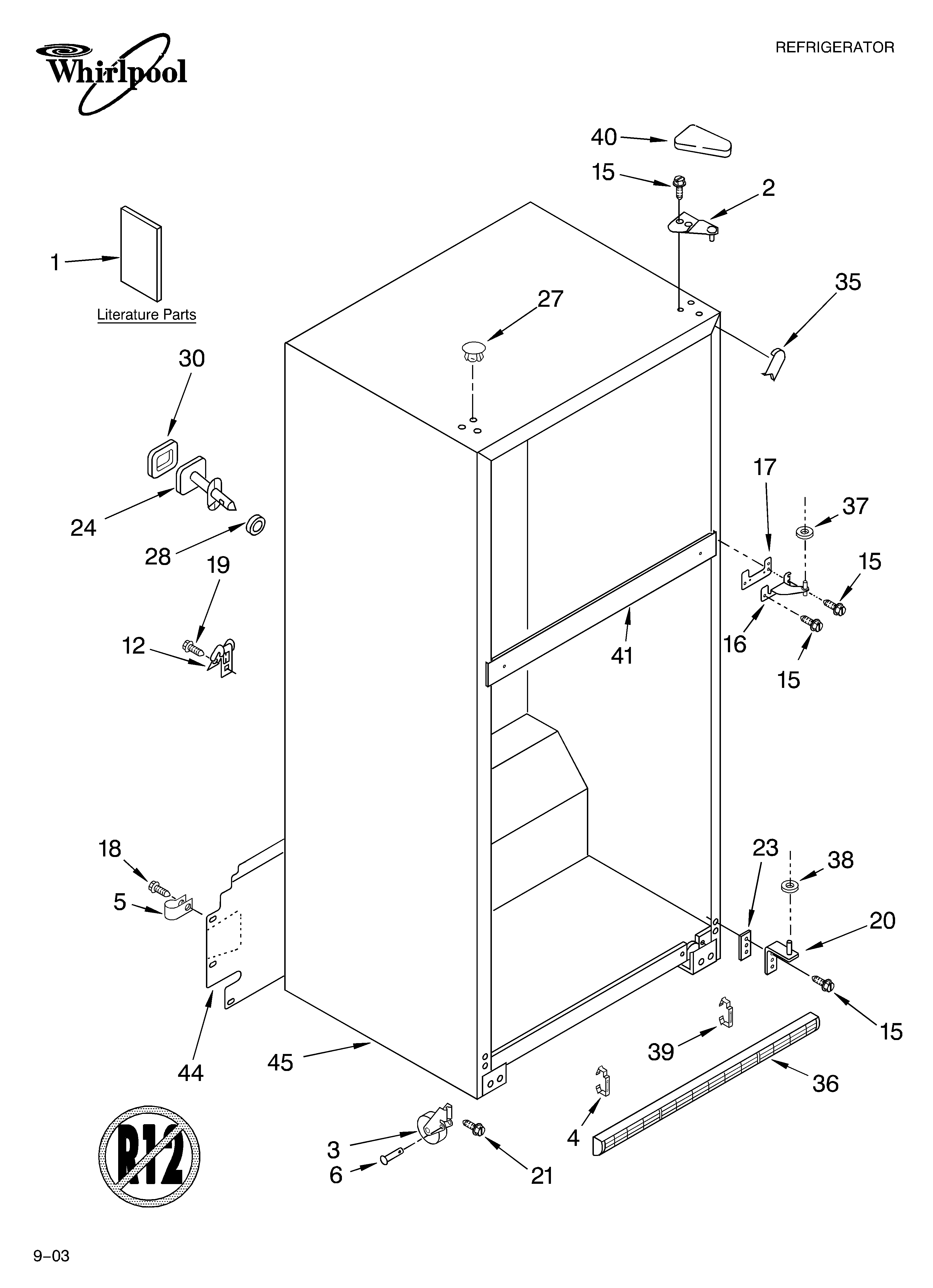 Whirlpool ET8CHMXKT04 cabinet parts diagram