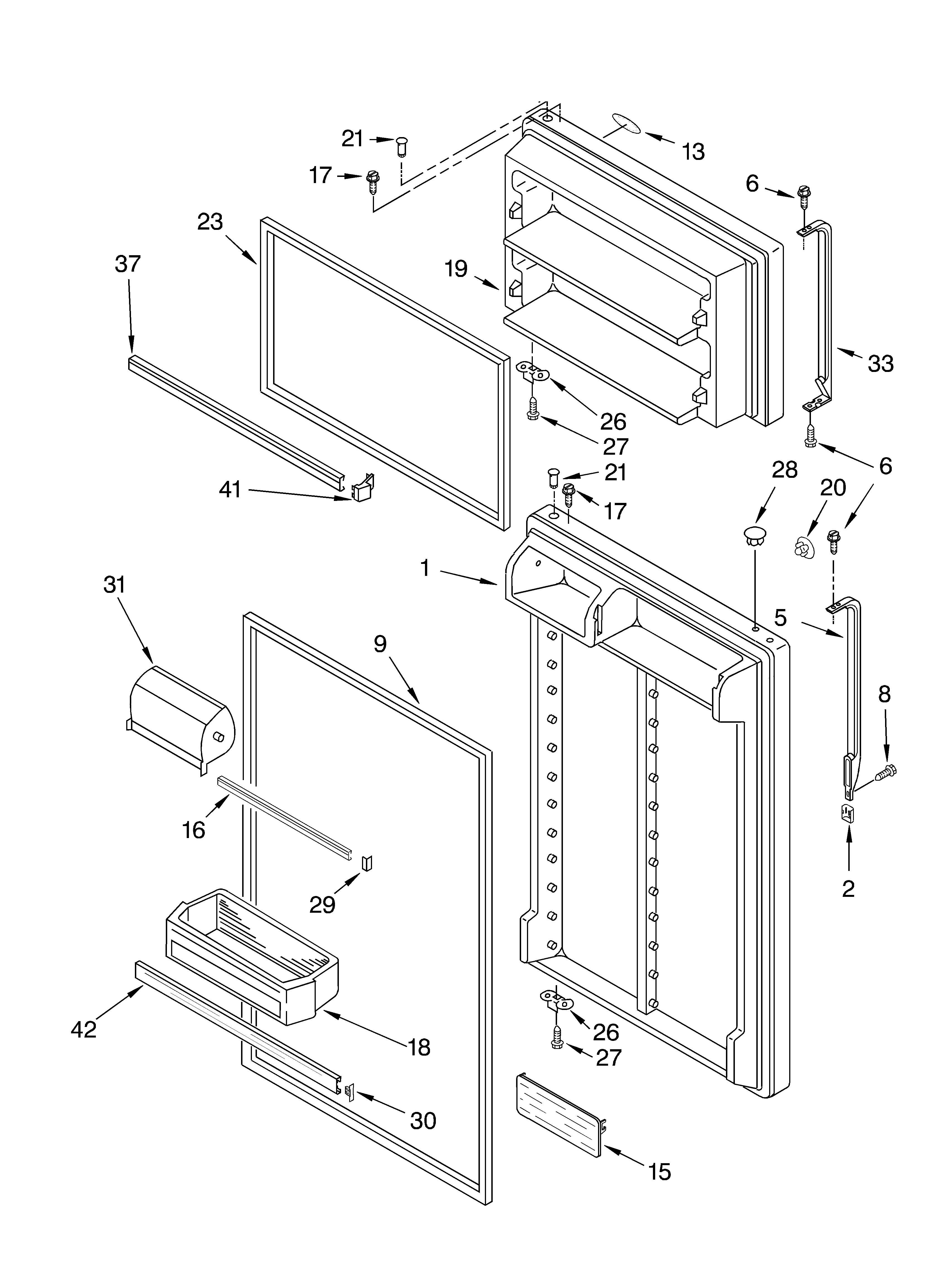 Whirlpool ET8CHMXKT04 door parts diagram