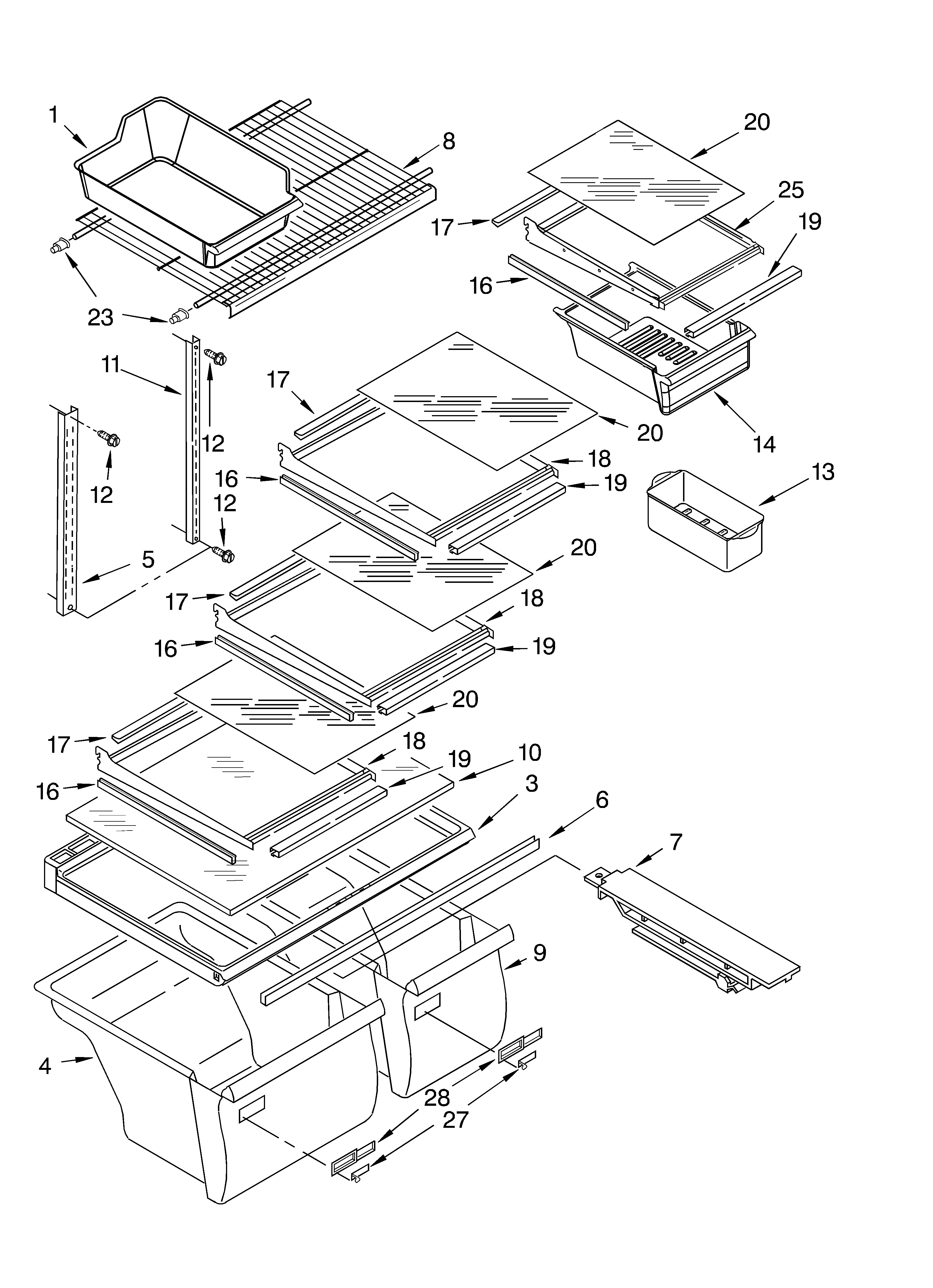 Whirlpool ET8CHMXKT04 shelf parts diagram