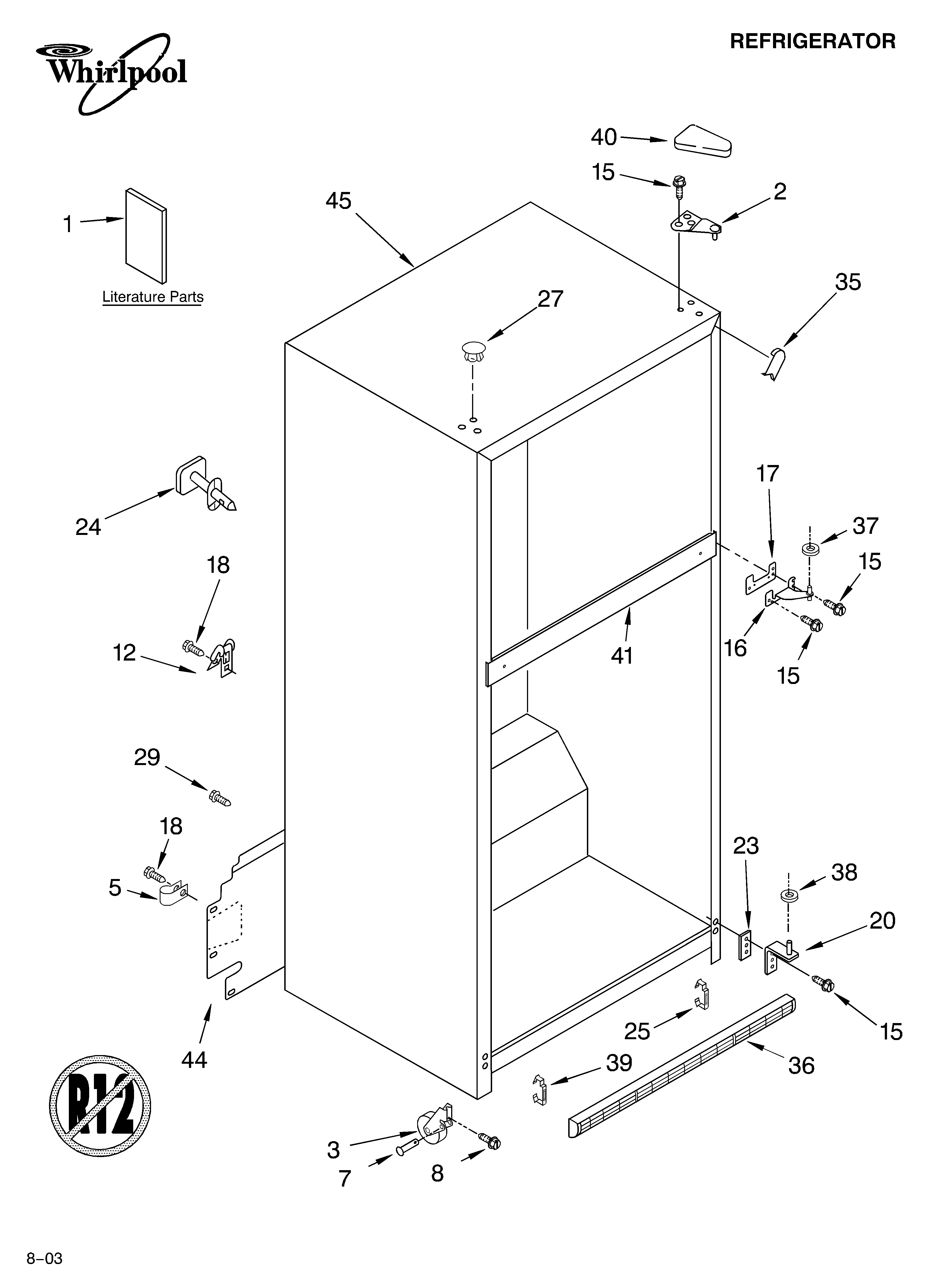 Whirlpool ET8WTKXKT04 cabinet parts diagram