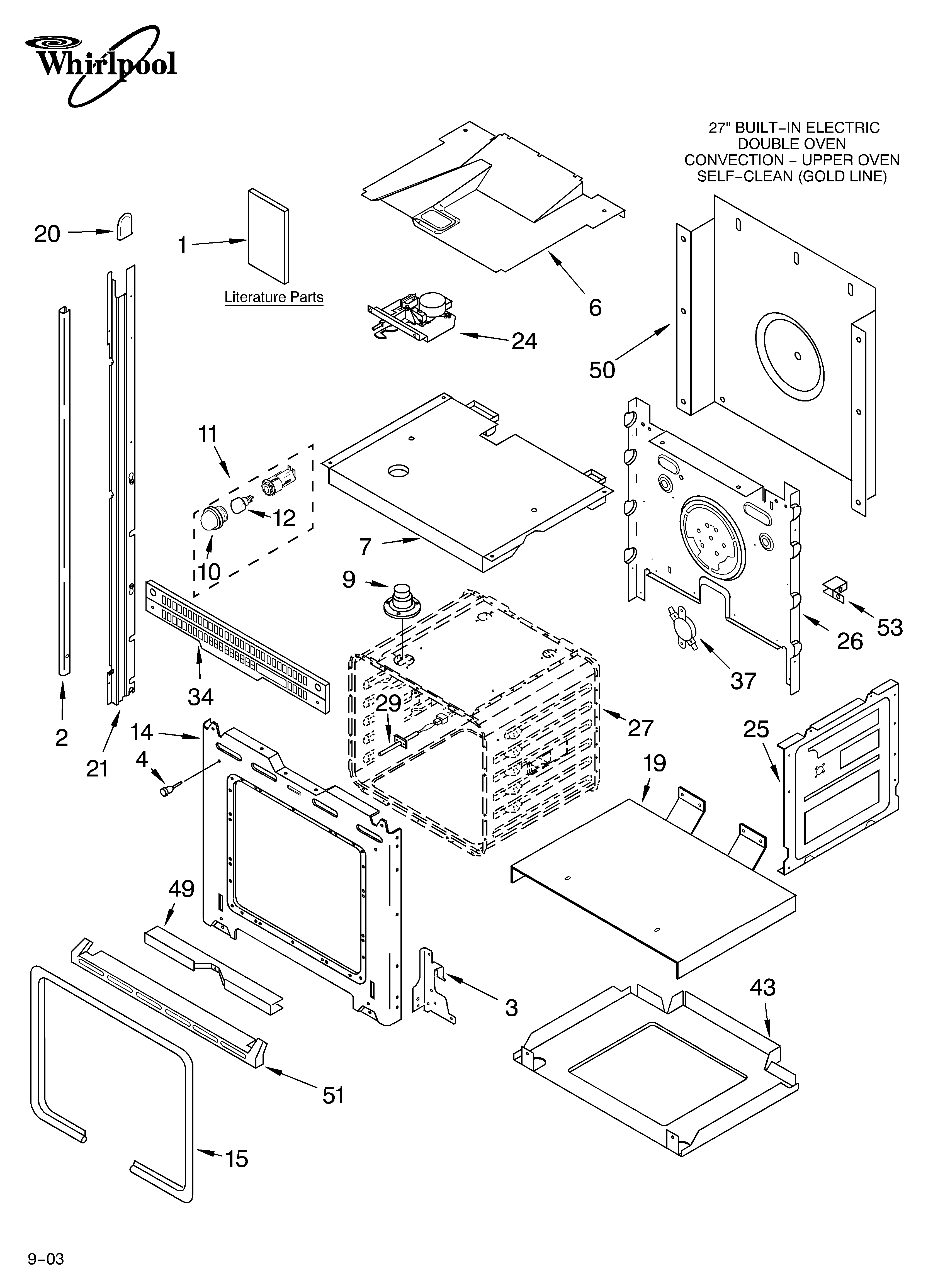 Whirlpool GBD277PDT09 oven parts diagram
