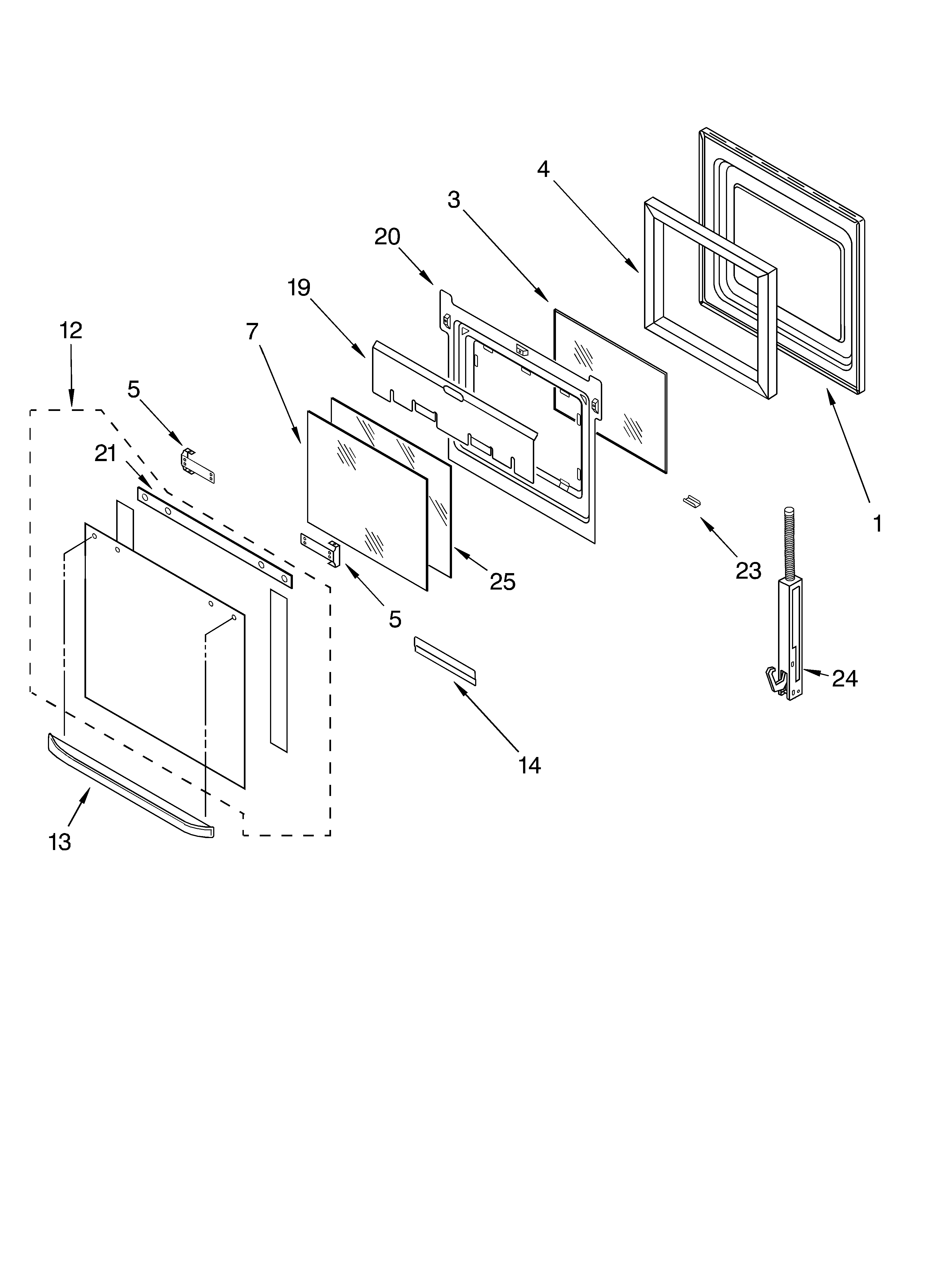 Whirlpool GBD277PDT09 oven door parts diagram