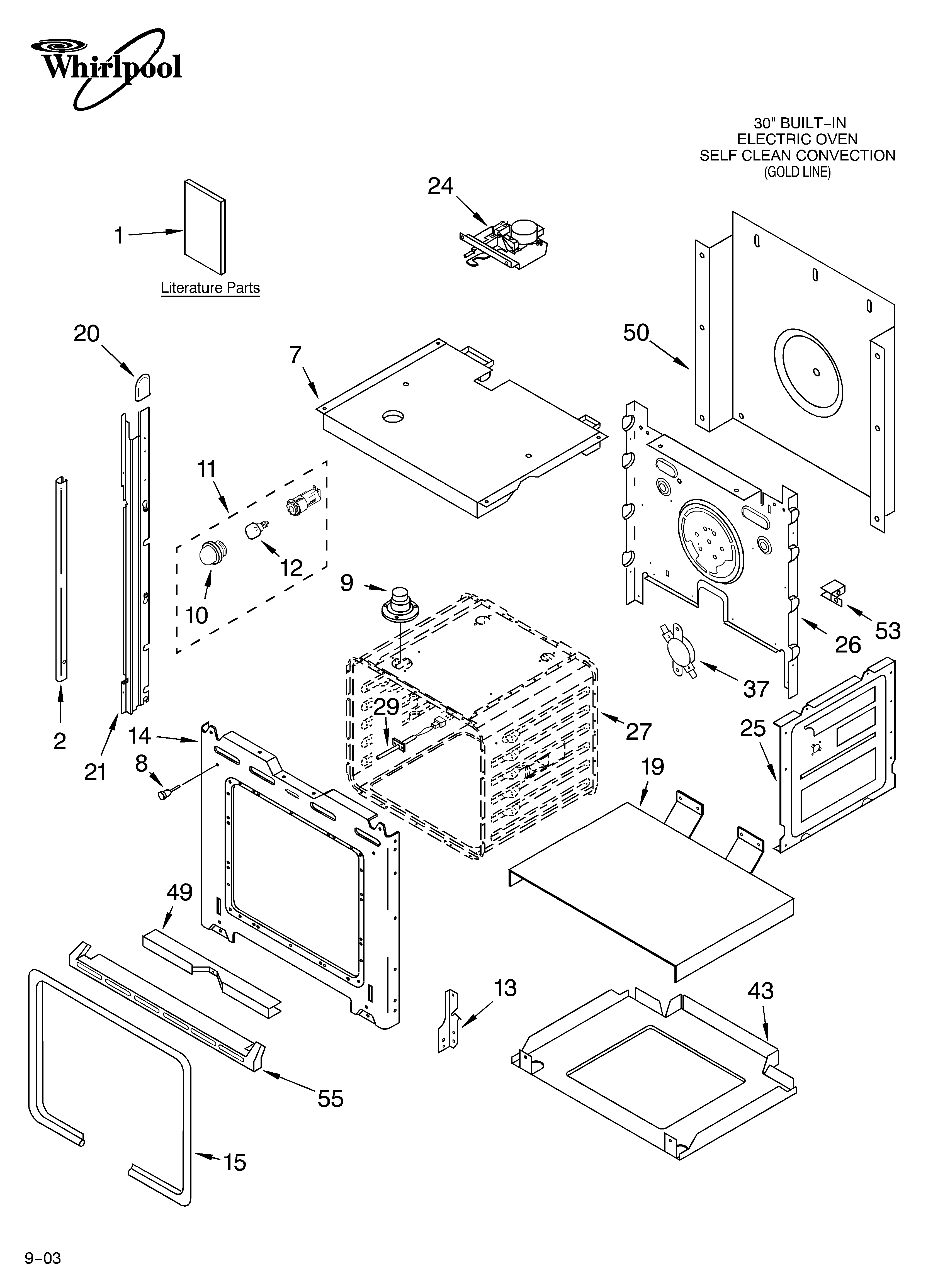 Whirlpool GBS307PDB11 oven parts diagram