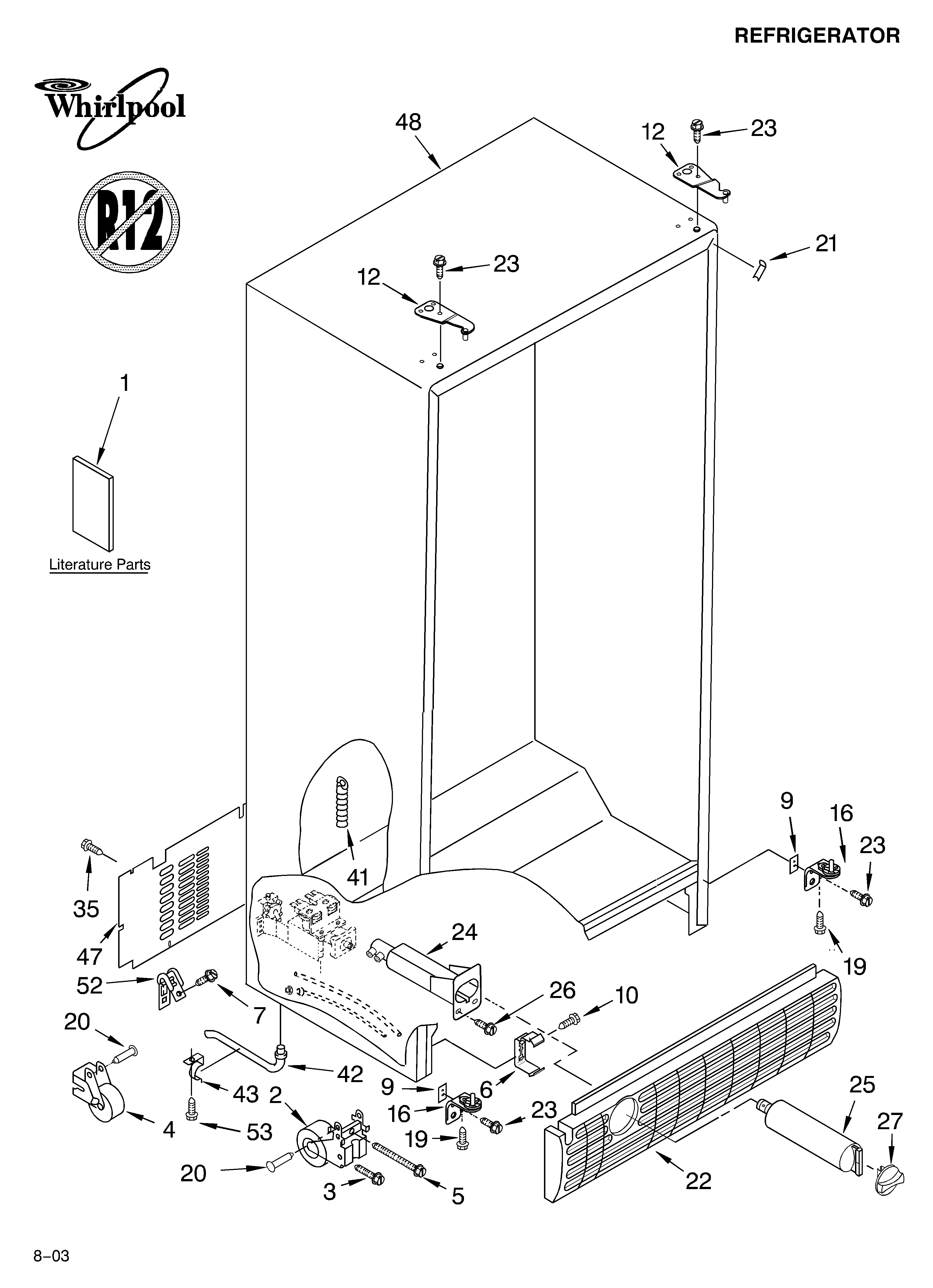 Whirlpool GC5SHGXKT00 cabinet parts diagram