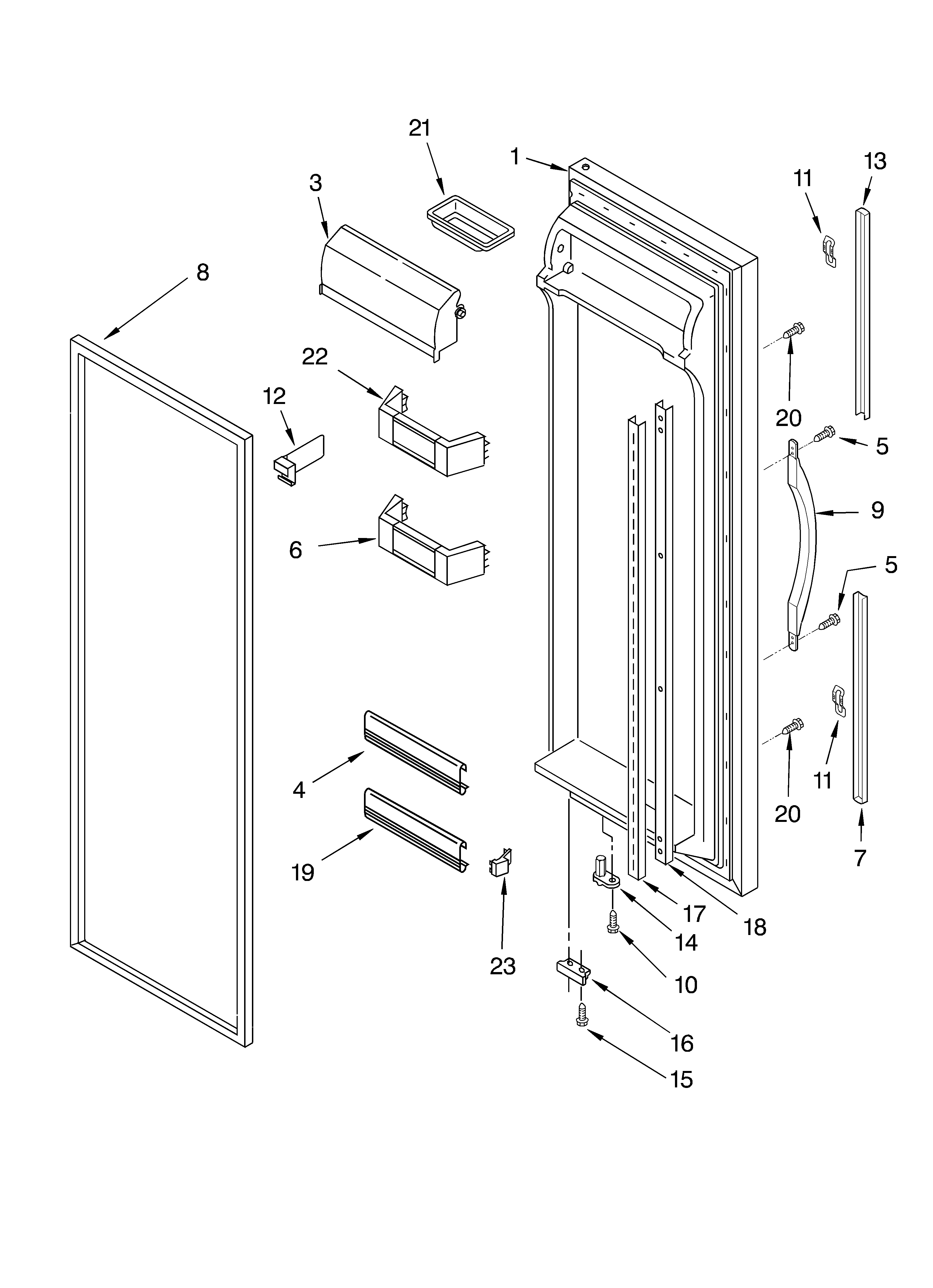 Whirlpool GC5SHGXKT00 refrigerator door parts diagram