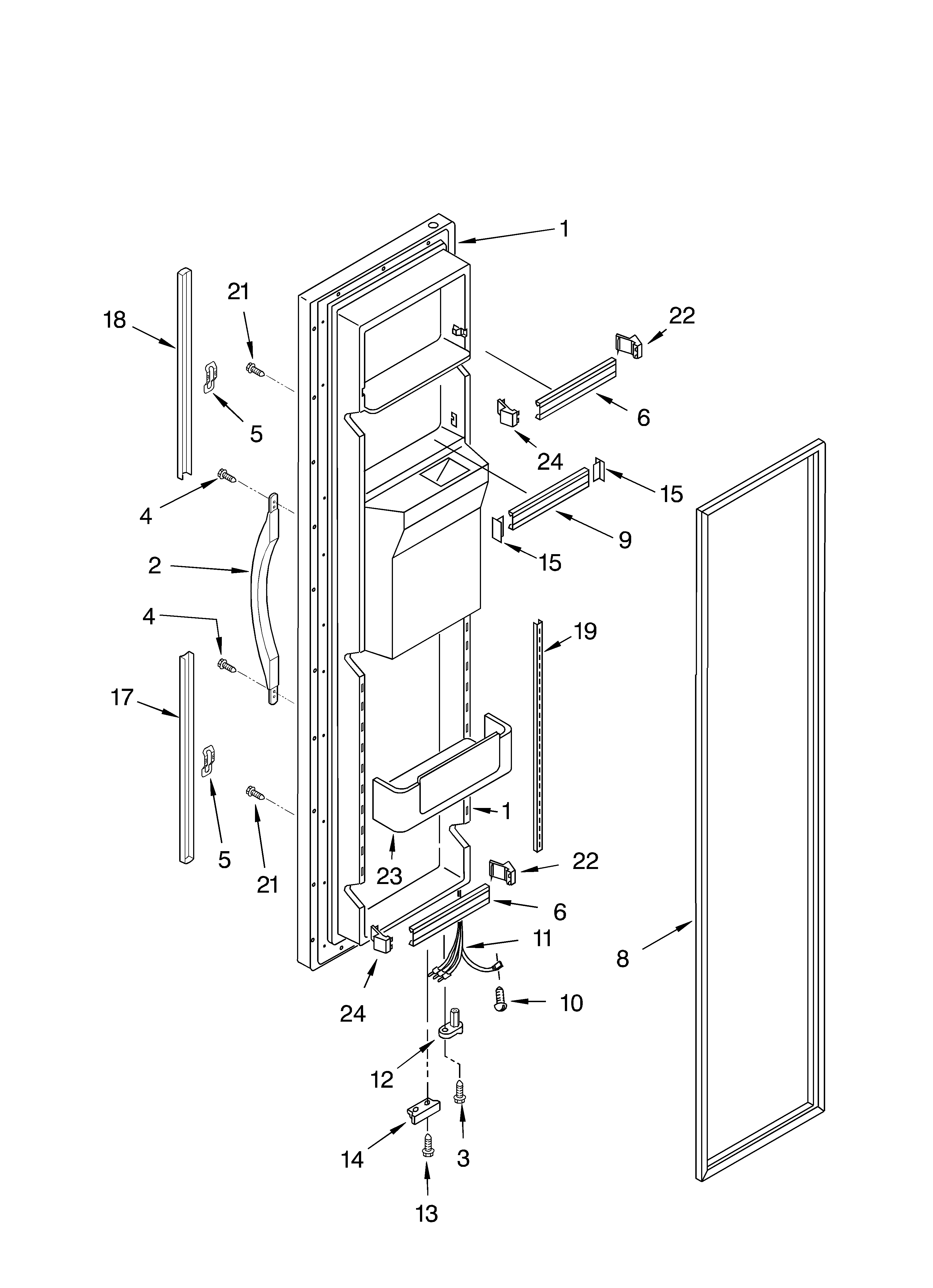 Whirlpool GC5SHGXKT00 freezer door parts diagram
