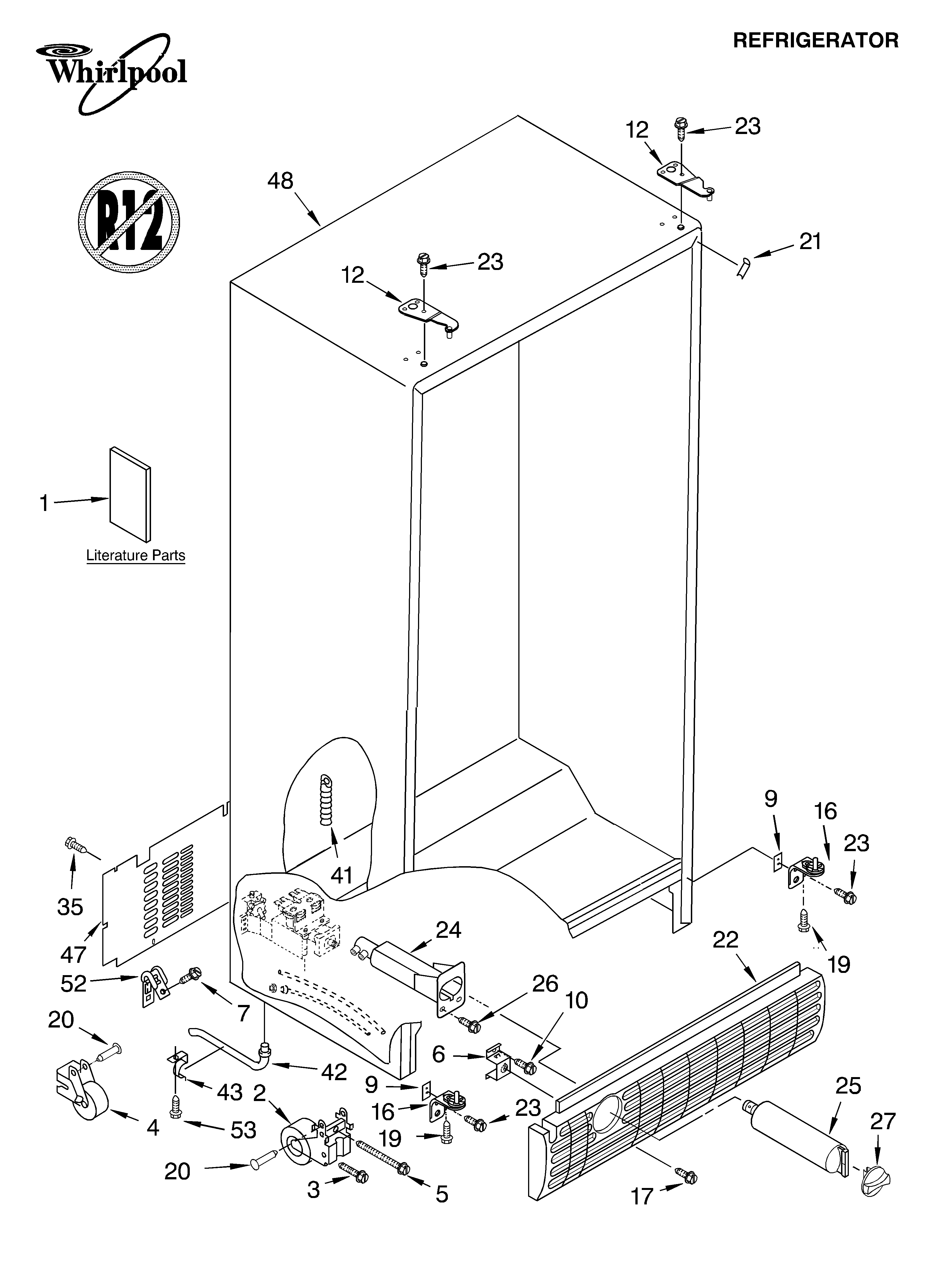 Whirlpool GC5THGXKB01 cabinet parts diagram