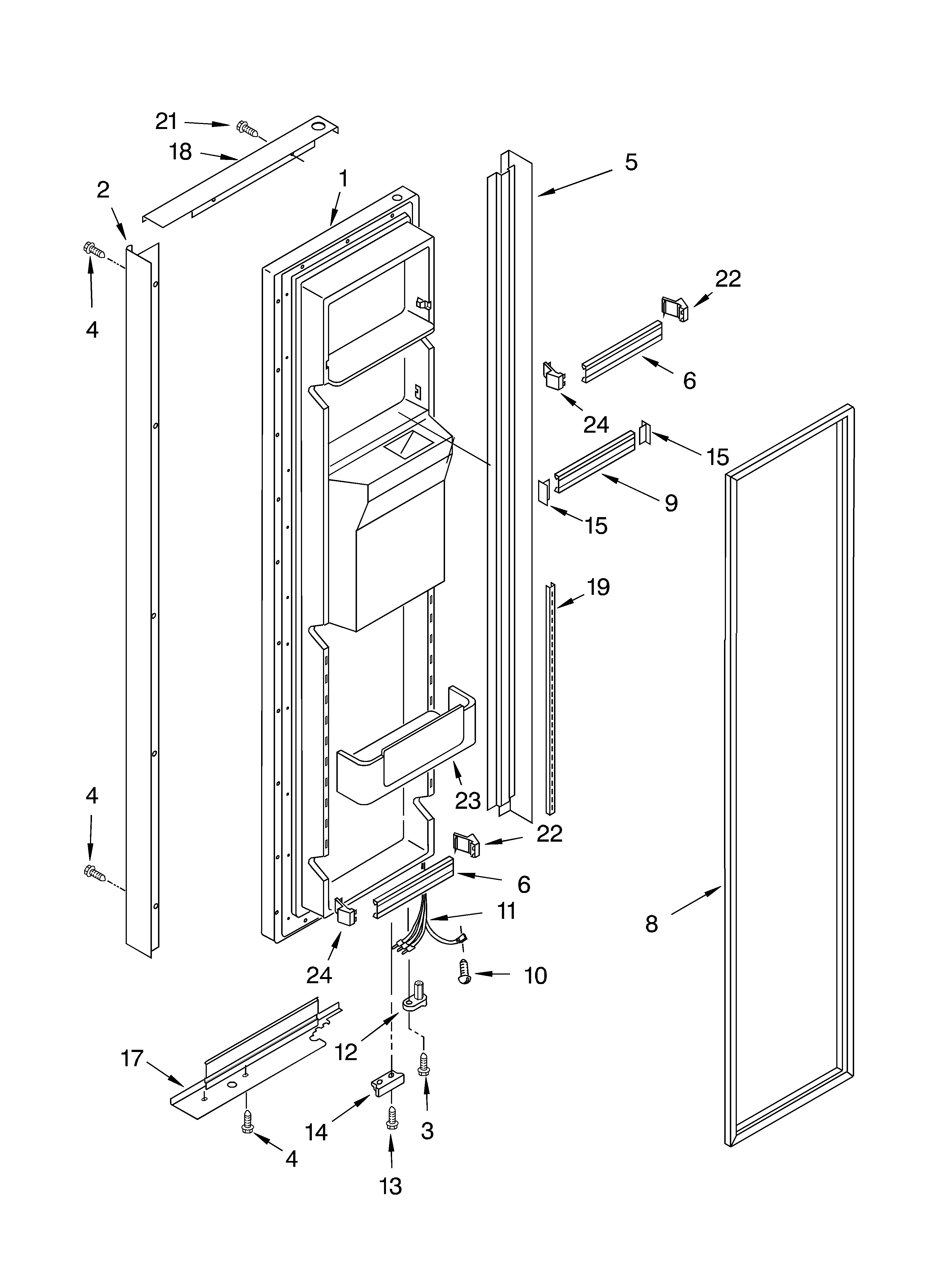 Whirlpool GC5THGXKB01 freezer door parts diagram