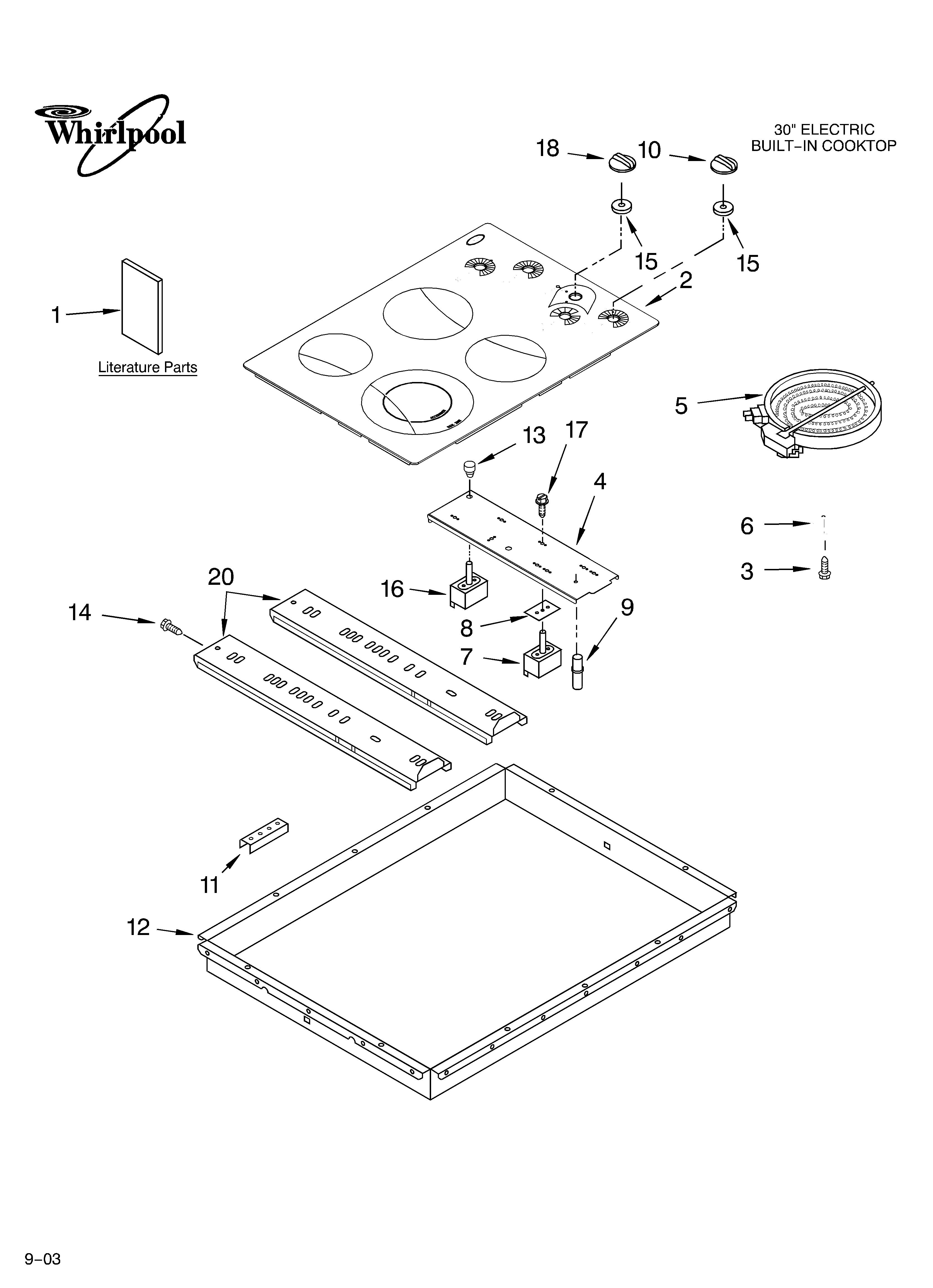 Whirlpool GJC3034LC01 cooktop parts diagram