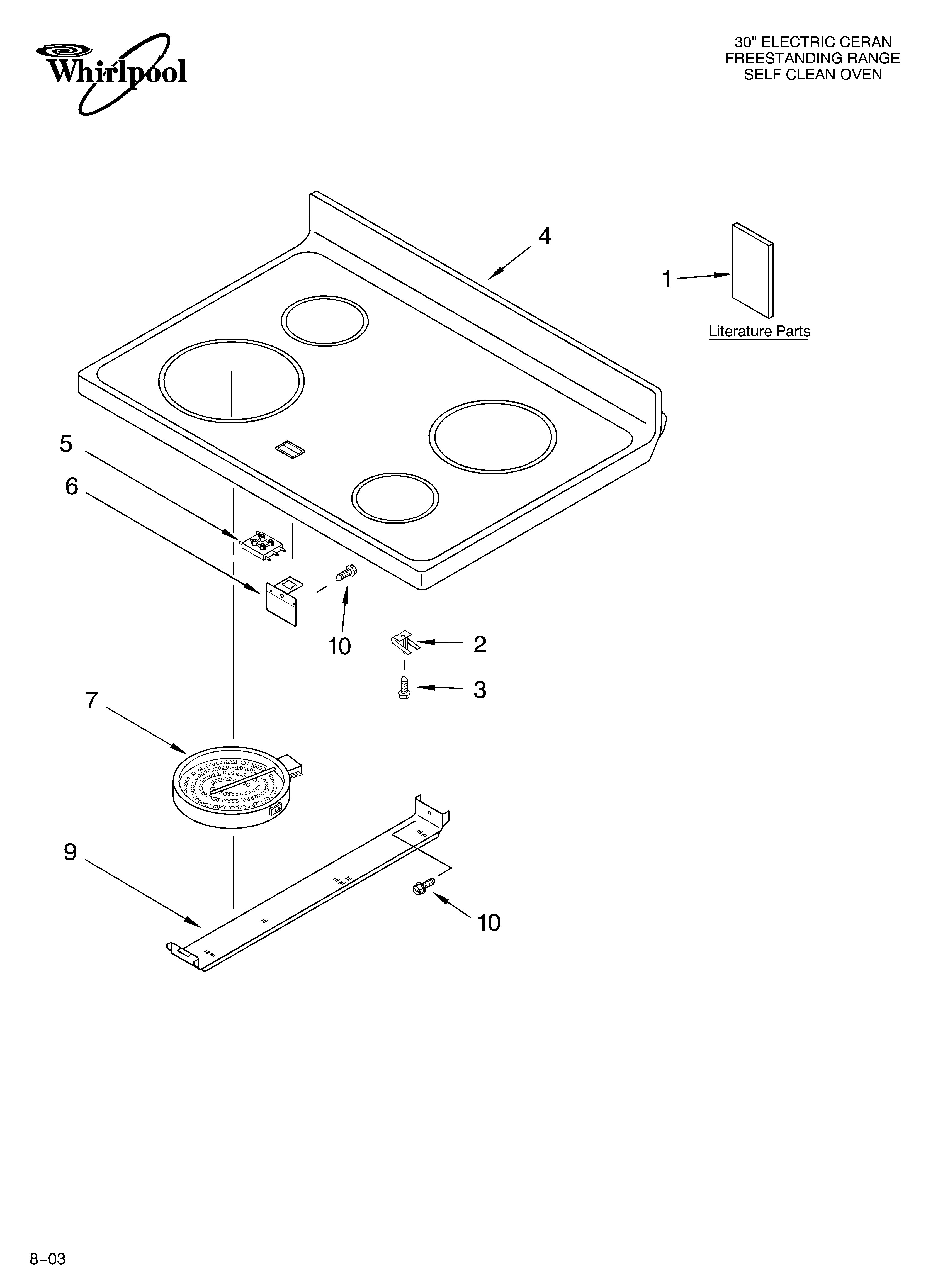 Whirlpool GR440LXMP0 cooktop parts diagram