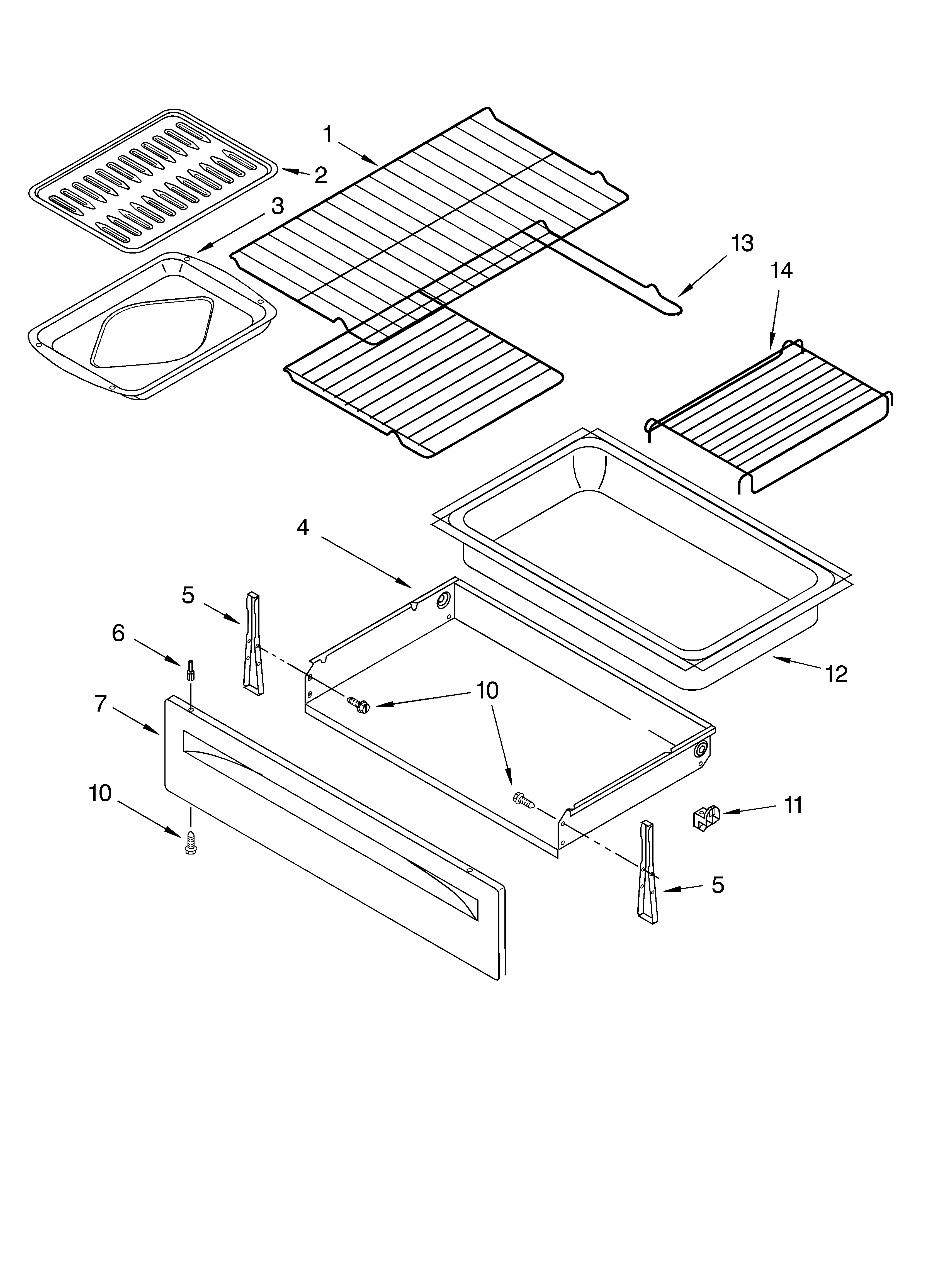 Whirlpool GR440LXMP0 drawer & broiler parts, miscellaneous parts diagram