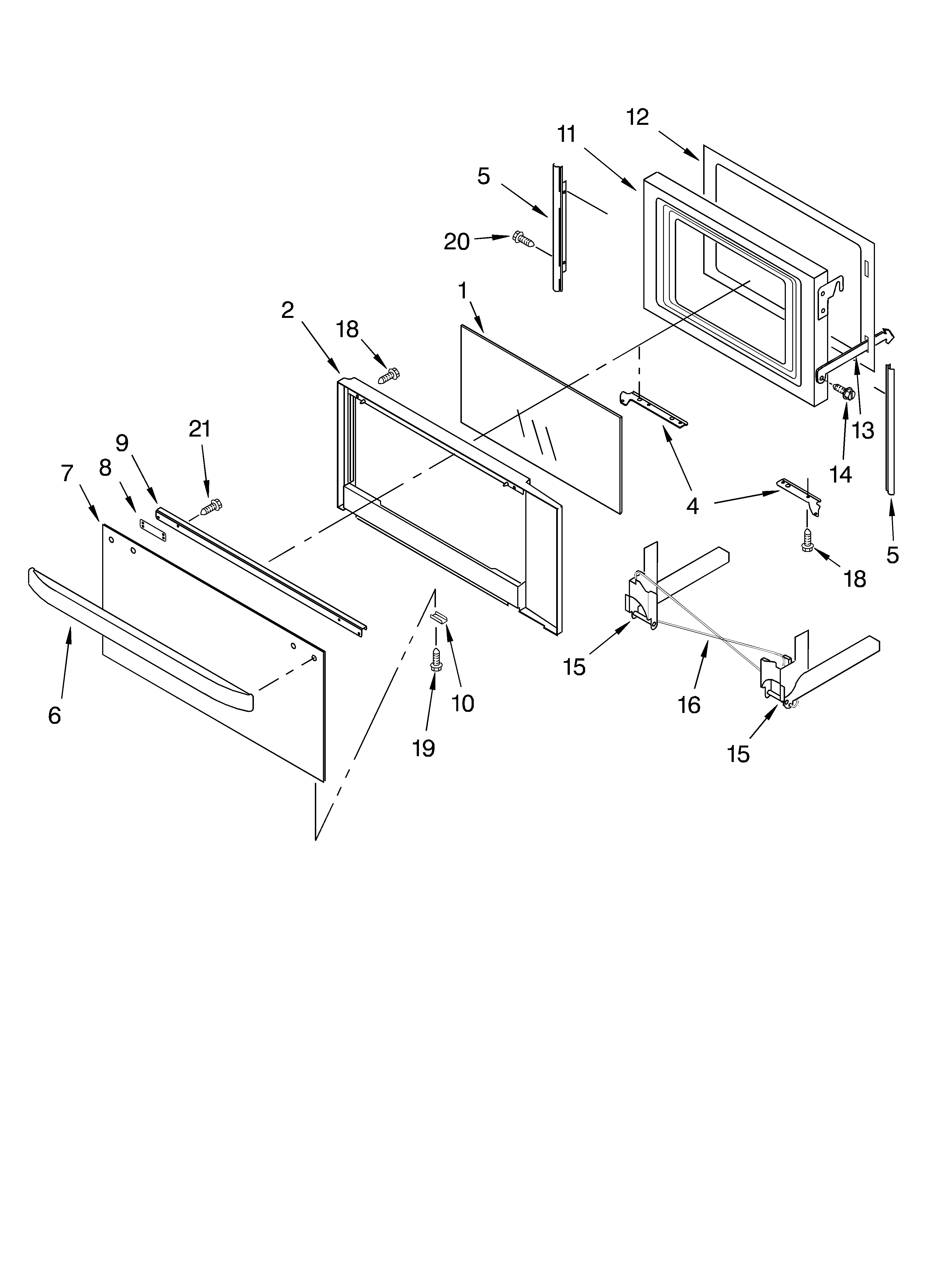 KitchenAid KBMC147HBL03 microwave door parts, optional parts diagram