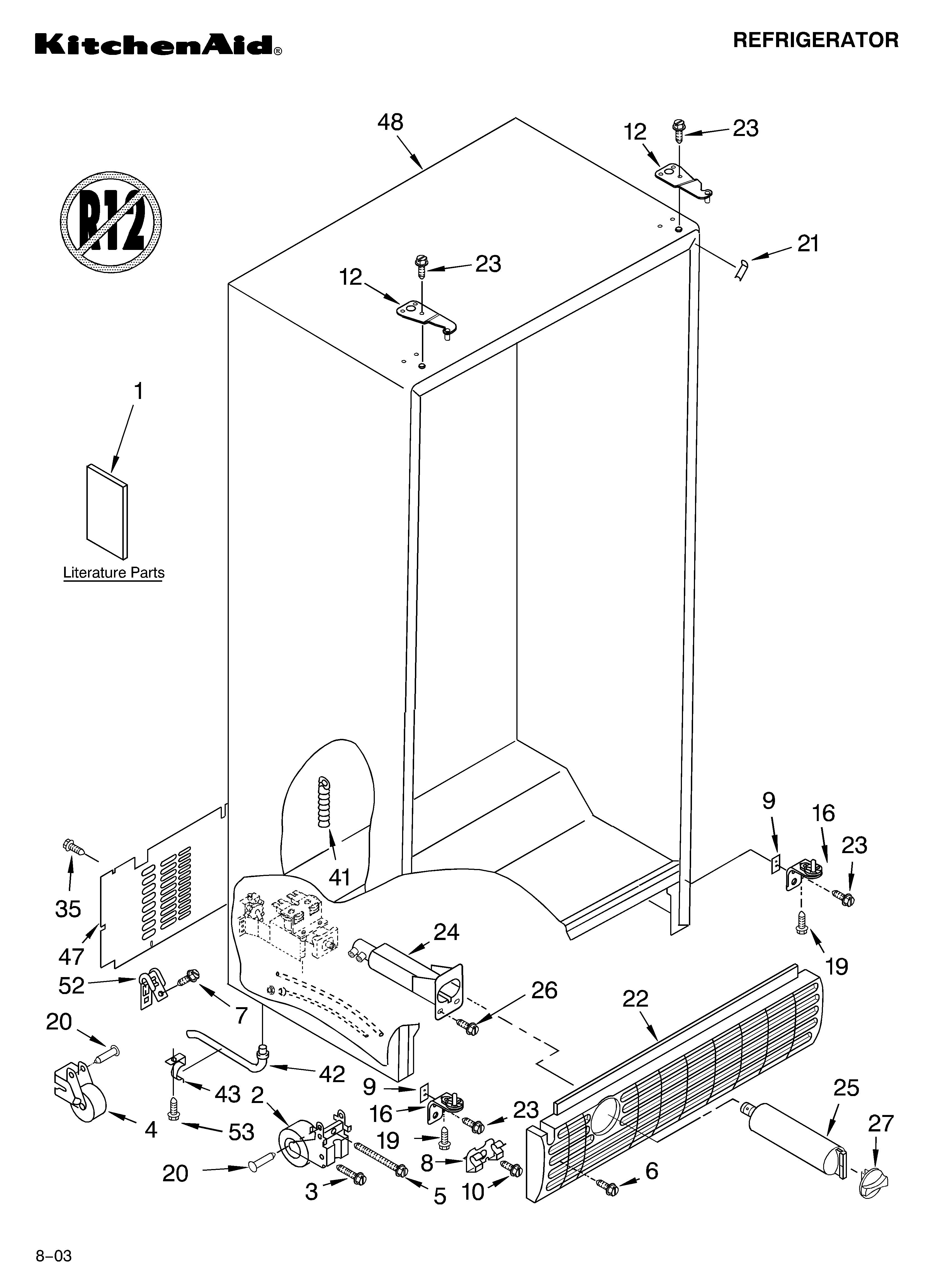 KitchenAid KSFS25FKBL00 cabinet parts diagram