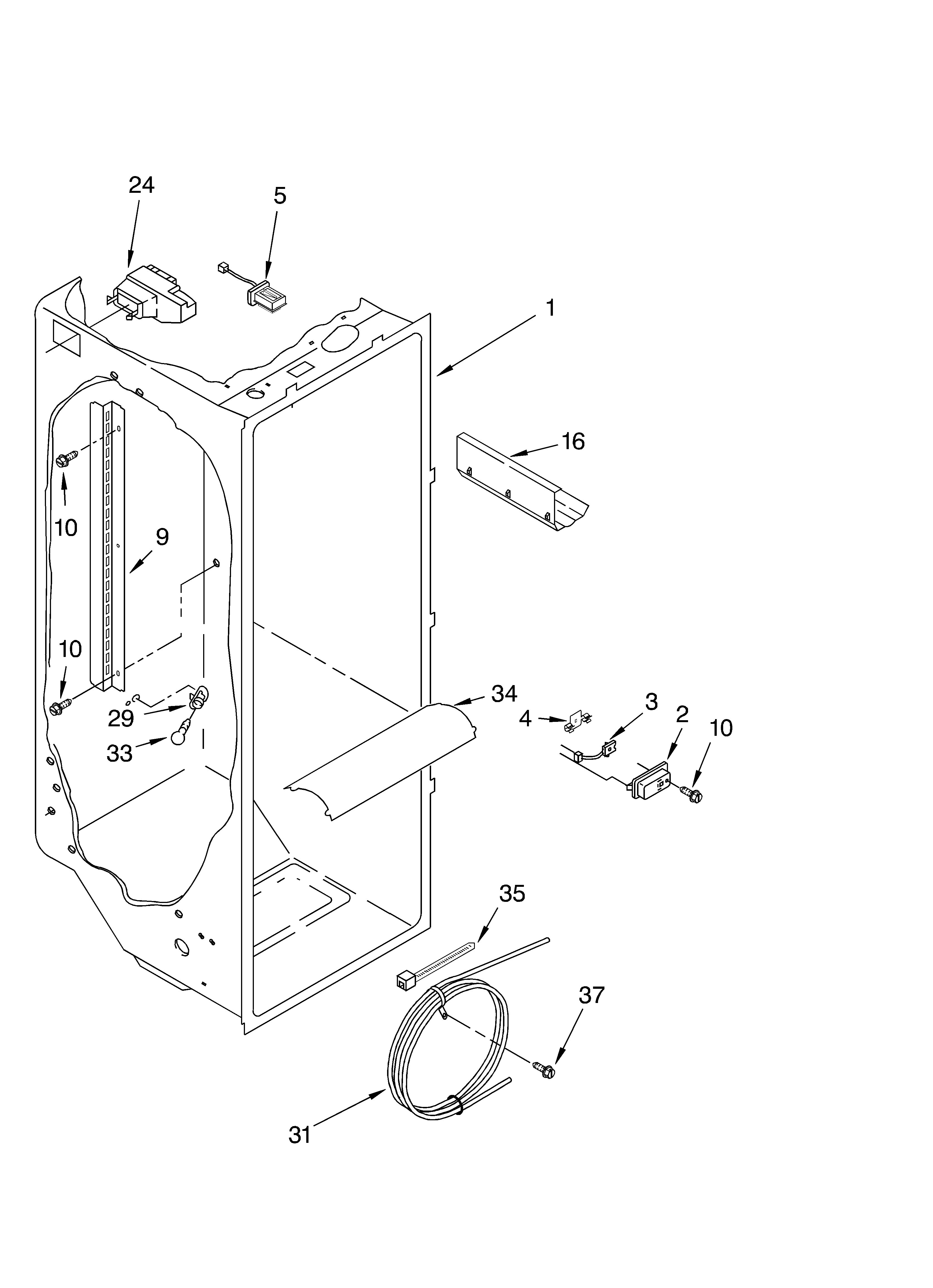 KitchenAid KSFS25FKBL00 refrigerator liner parts diagram