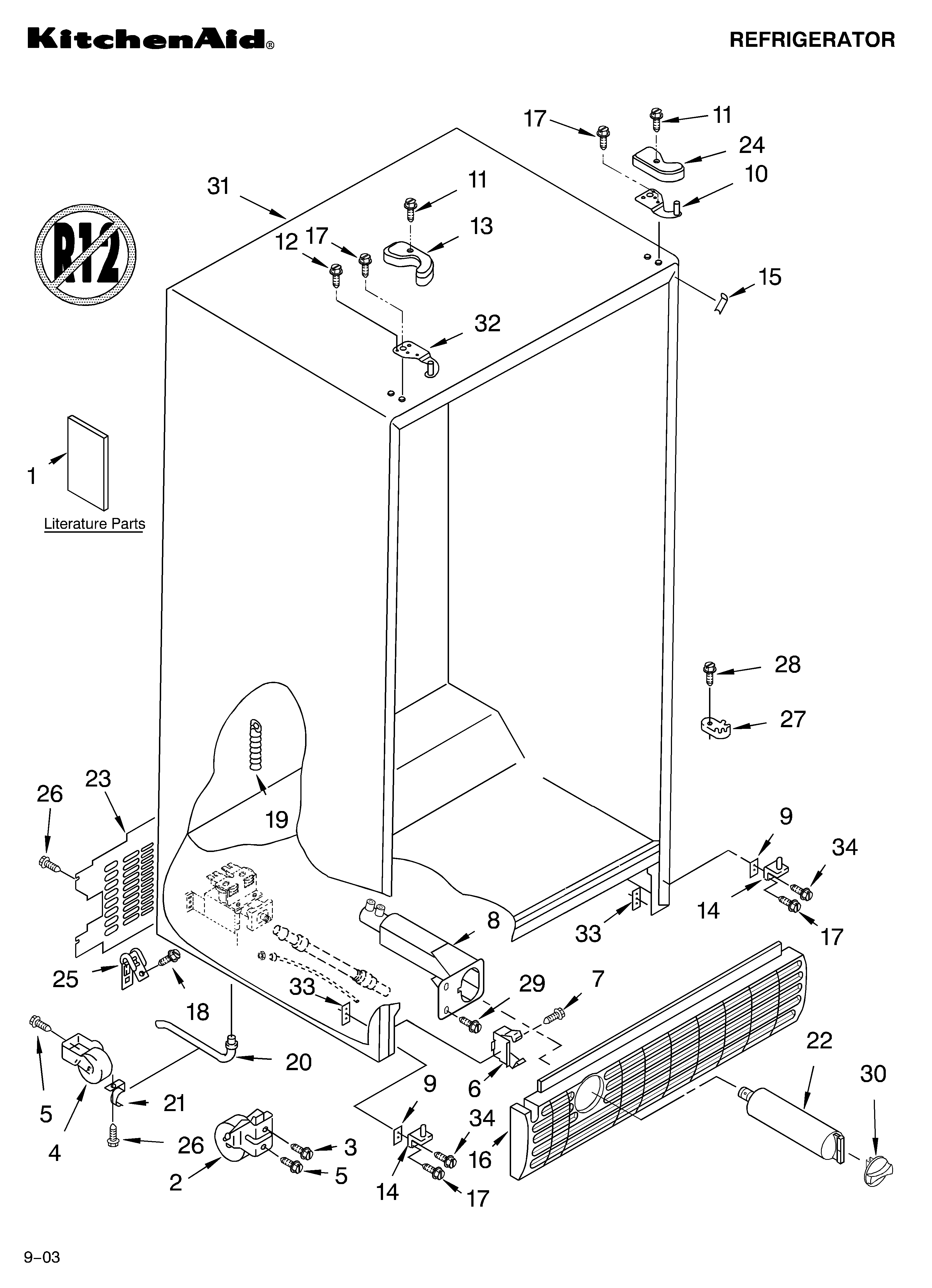 KitchenAid KSRK22XLSS00 cabinet parts diagram