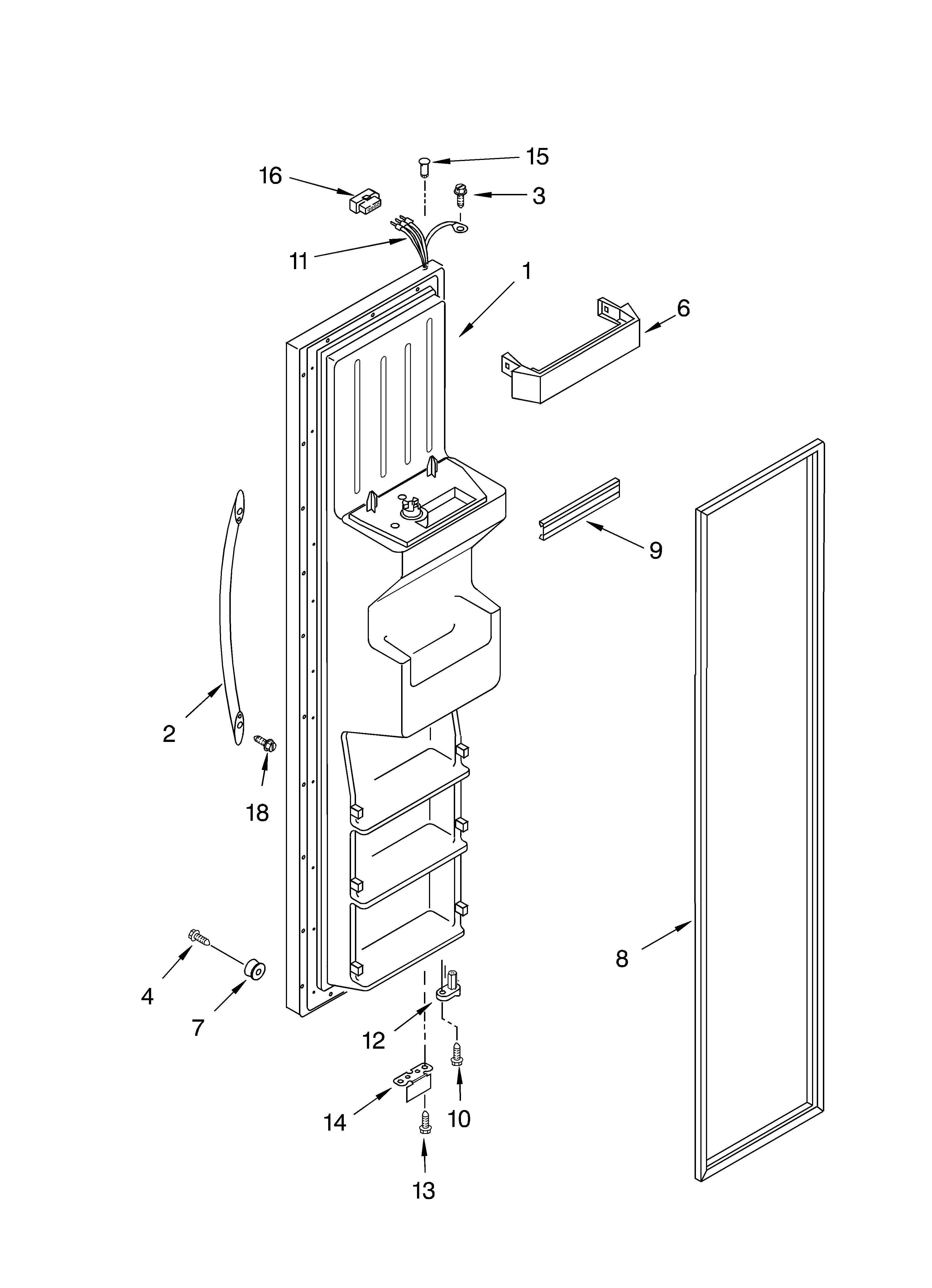 KitchenAid KSRK22XLSS00 freezer door parts diagram