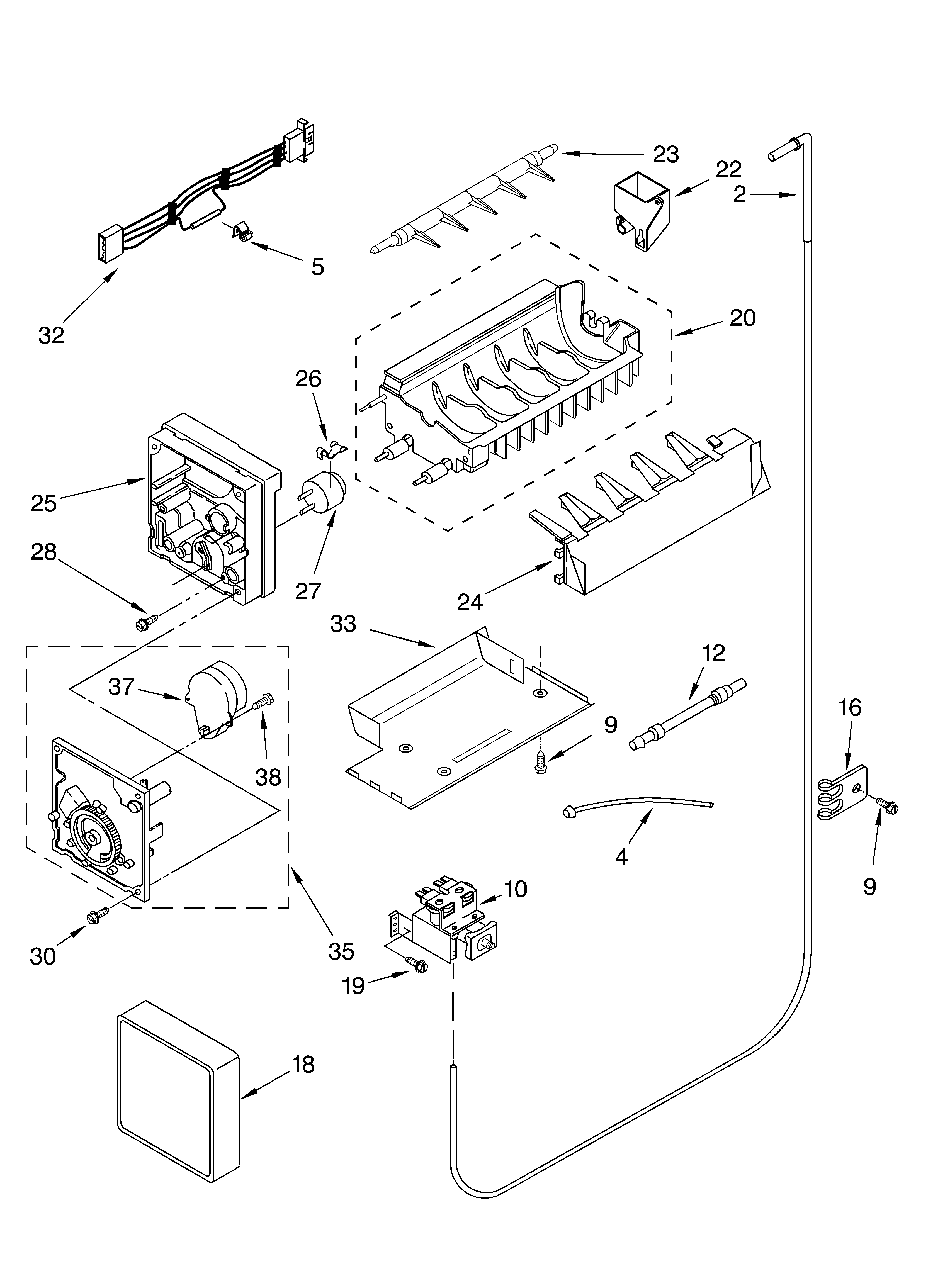 KitchenAid KSRK22XLSS00 icemaker parts diagram