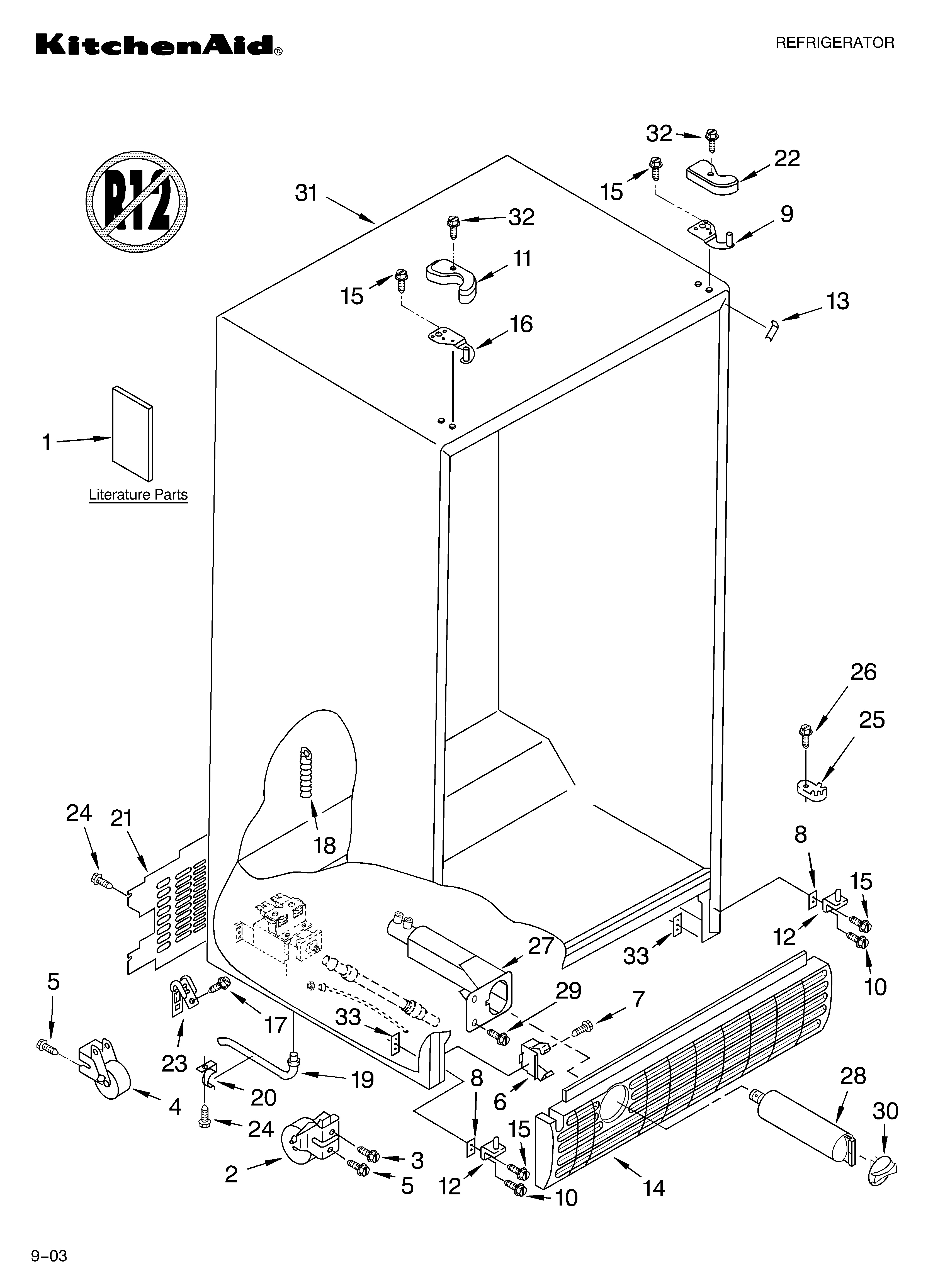 KitchenAid KSRK25XLSS00 cabinet parts diagram