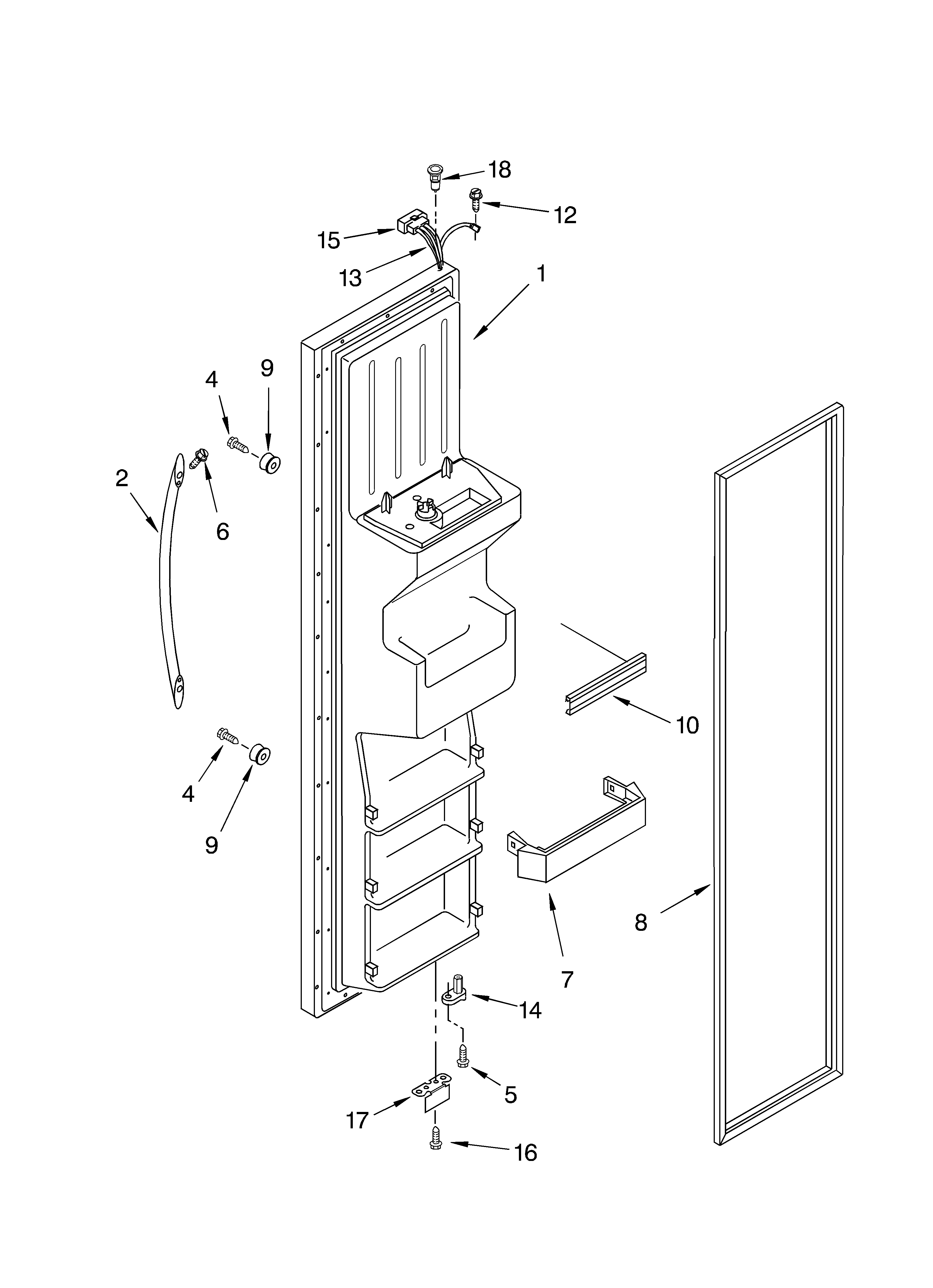 KitchenAid KSRK25XLSS00 freezer door parts diagram