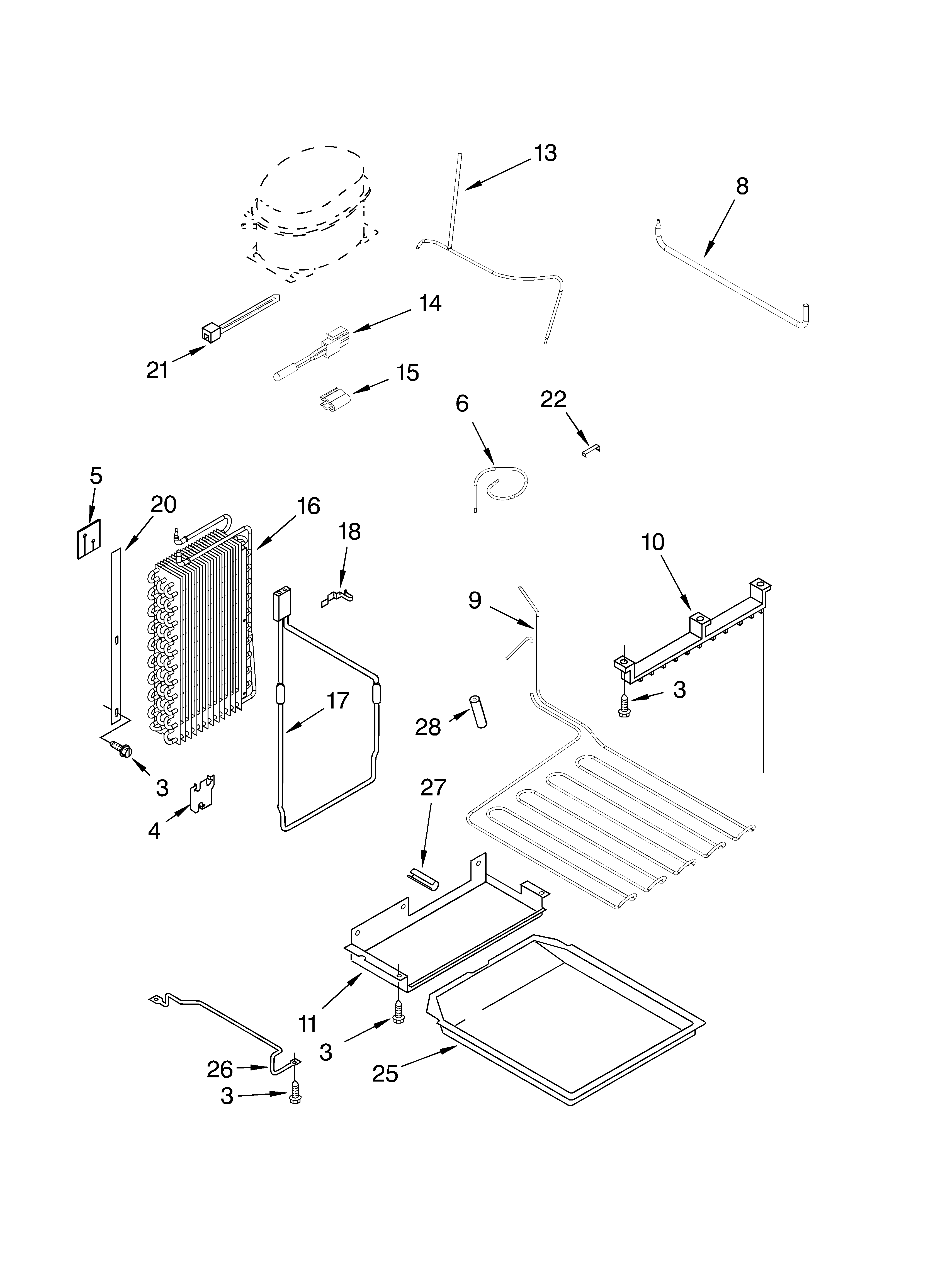 KitchenAid KSSO36QMW00 lower unit and tube parts diagram