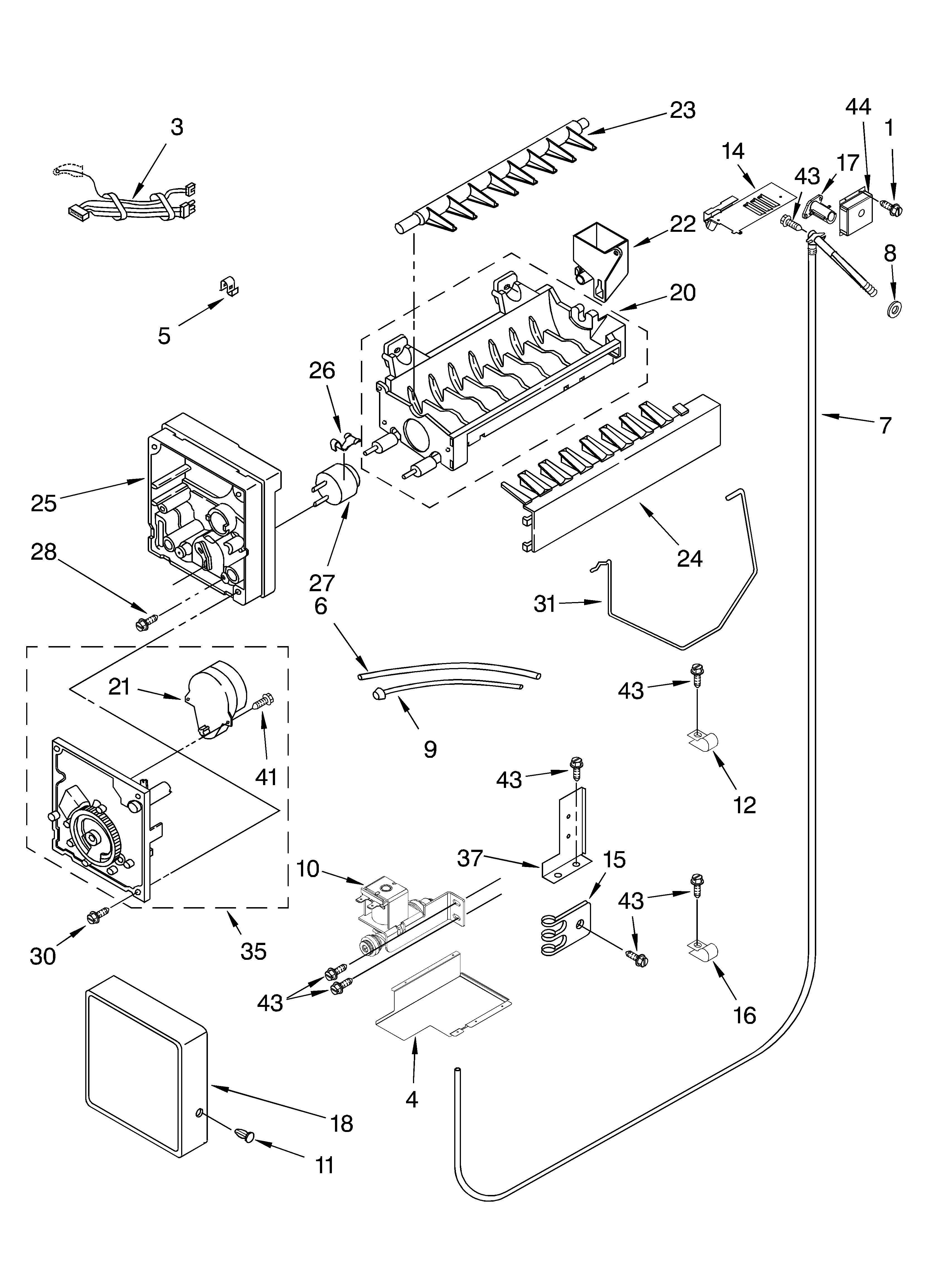 KitchenAid KSSO48FMX00 icemaker parts parts not illustrated diagram