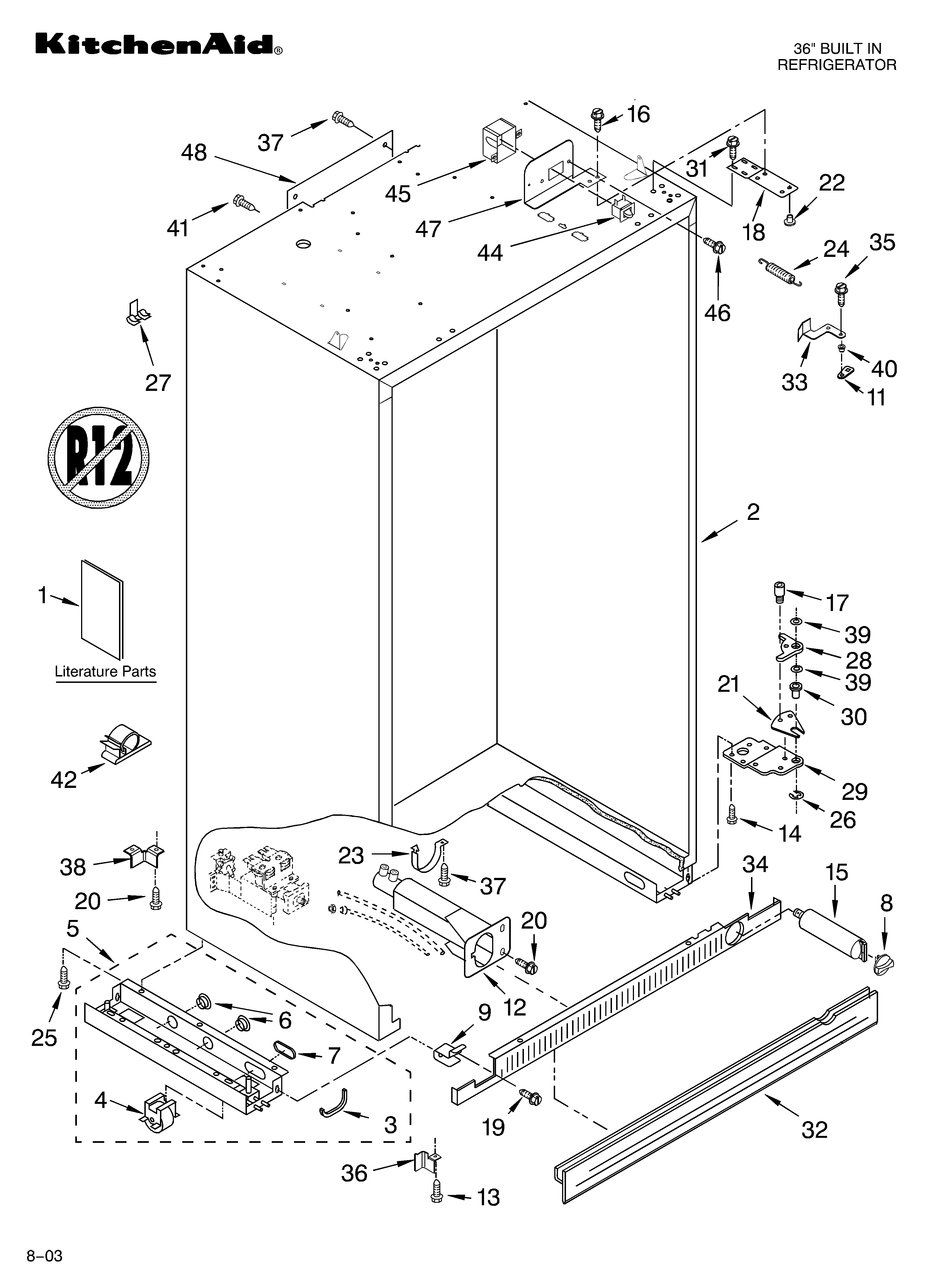 KitchenAid KSSS36FMX00 cabinet parts diagram