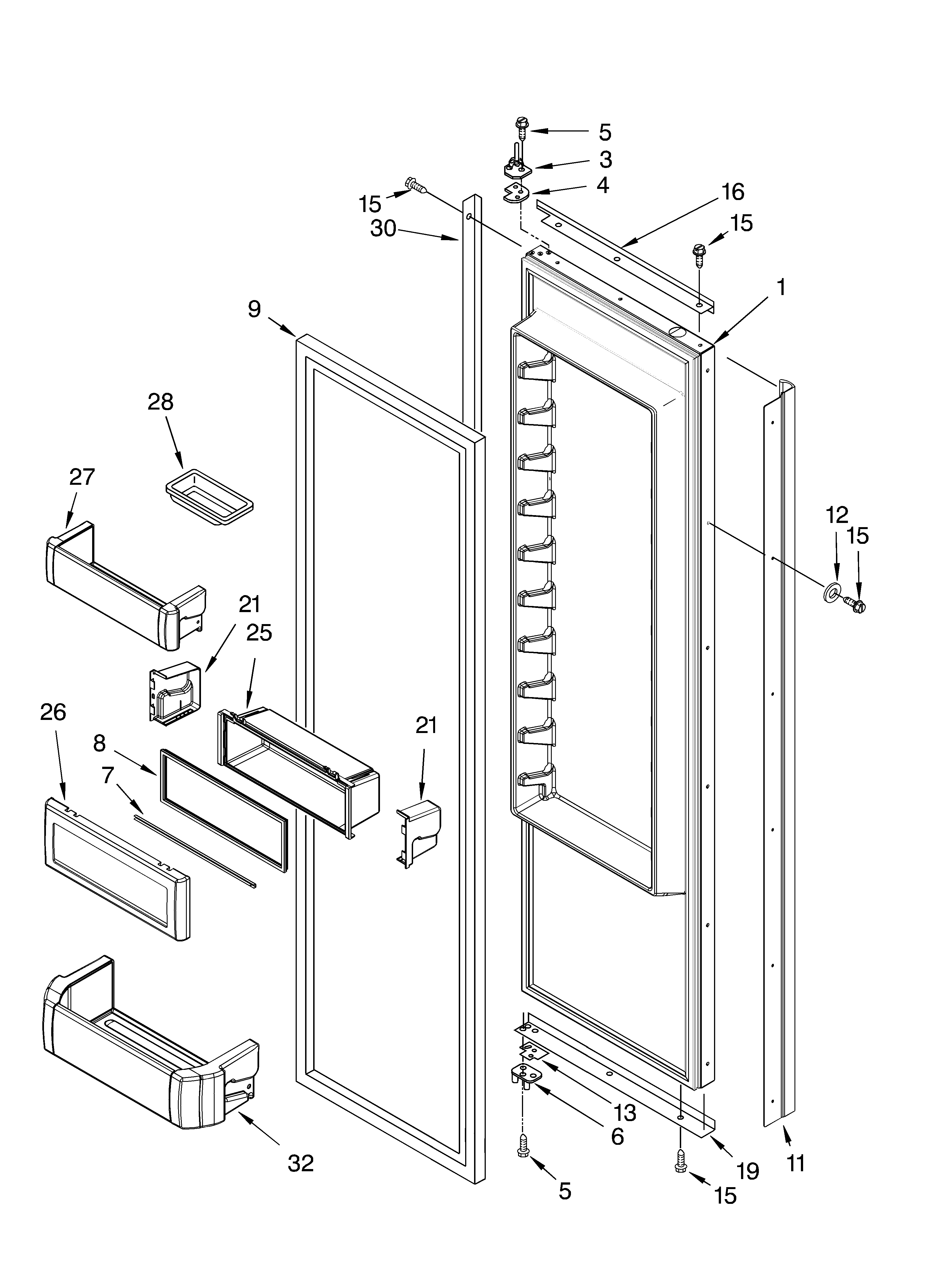KitchenAid KSSS36FMX00 refrigerator door parts diagram