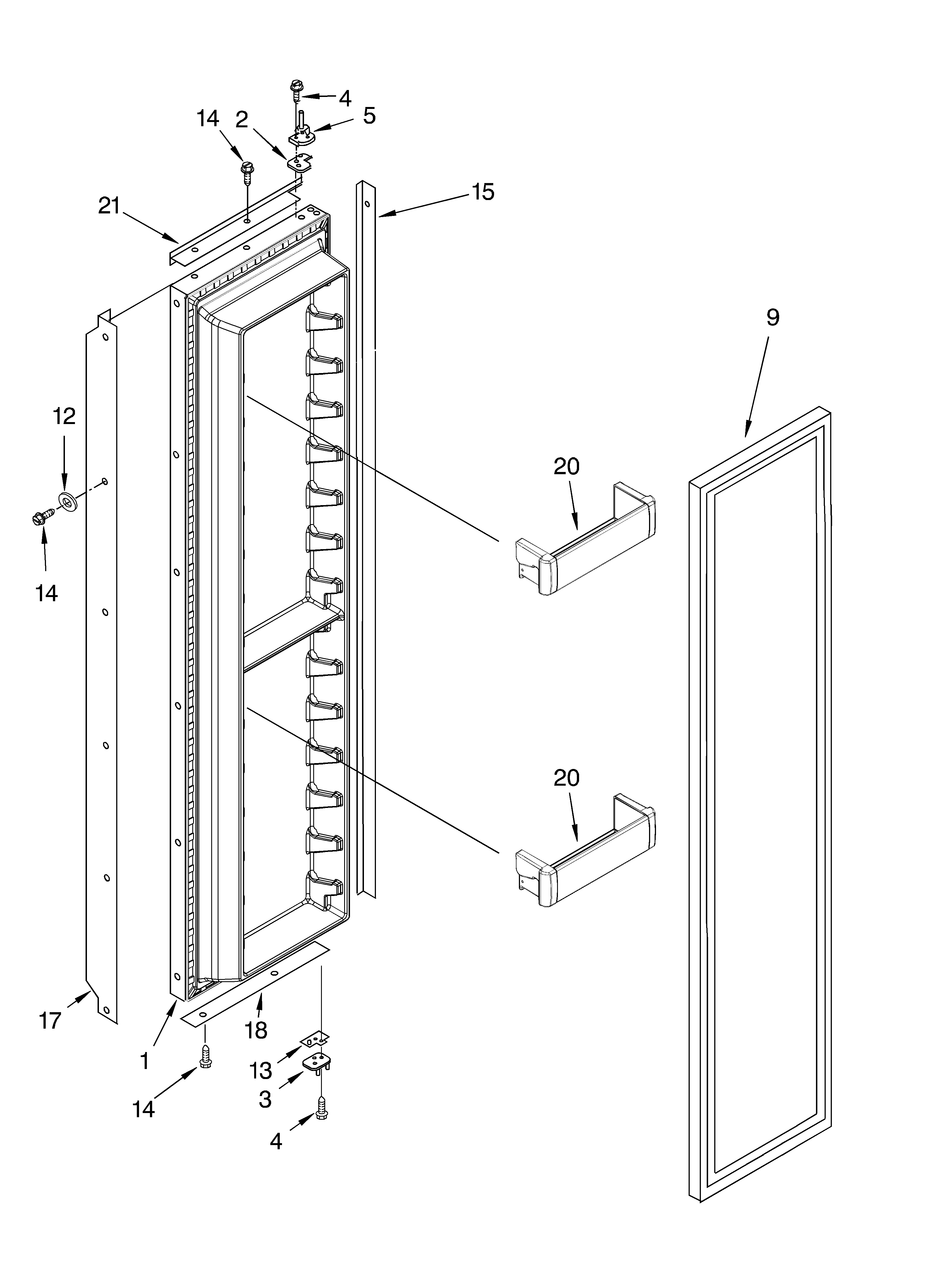 KitchenAid KSSS36FMX00 freezer door parts diagram