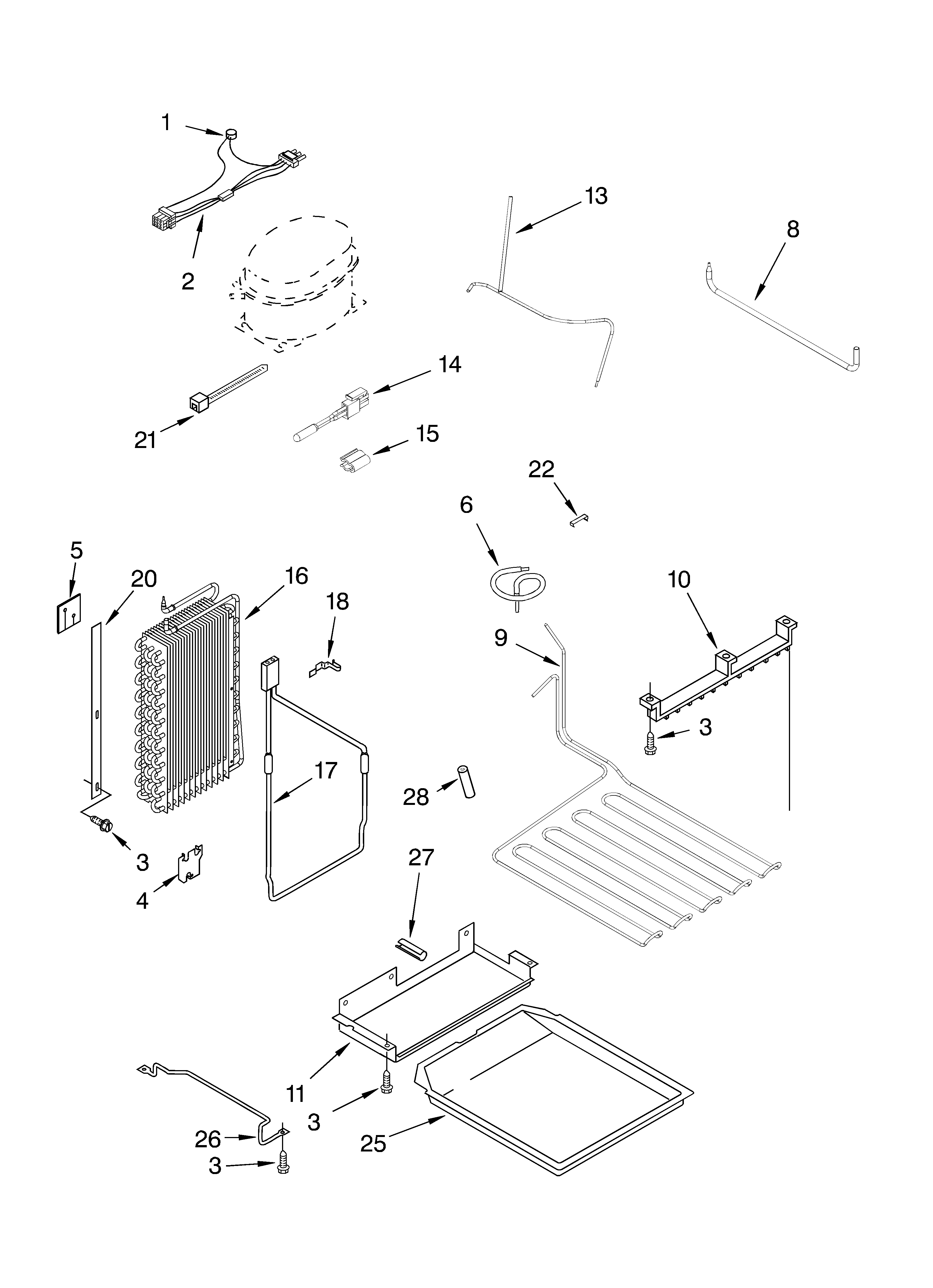 KitchenAid KSSS36FMX00 lower unit and tube parts diagram