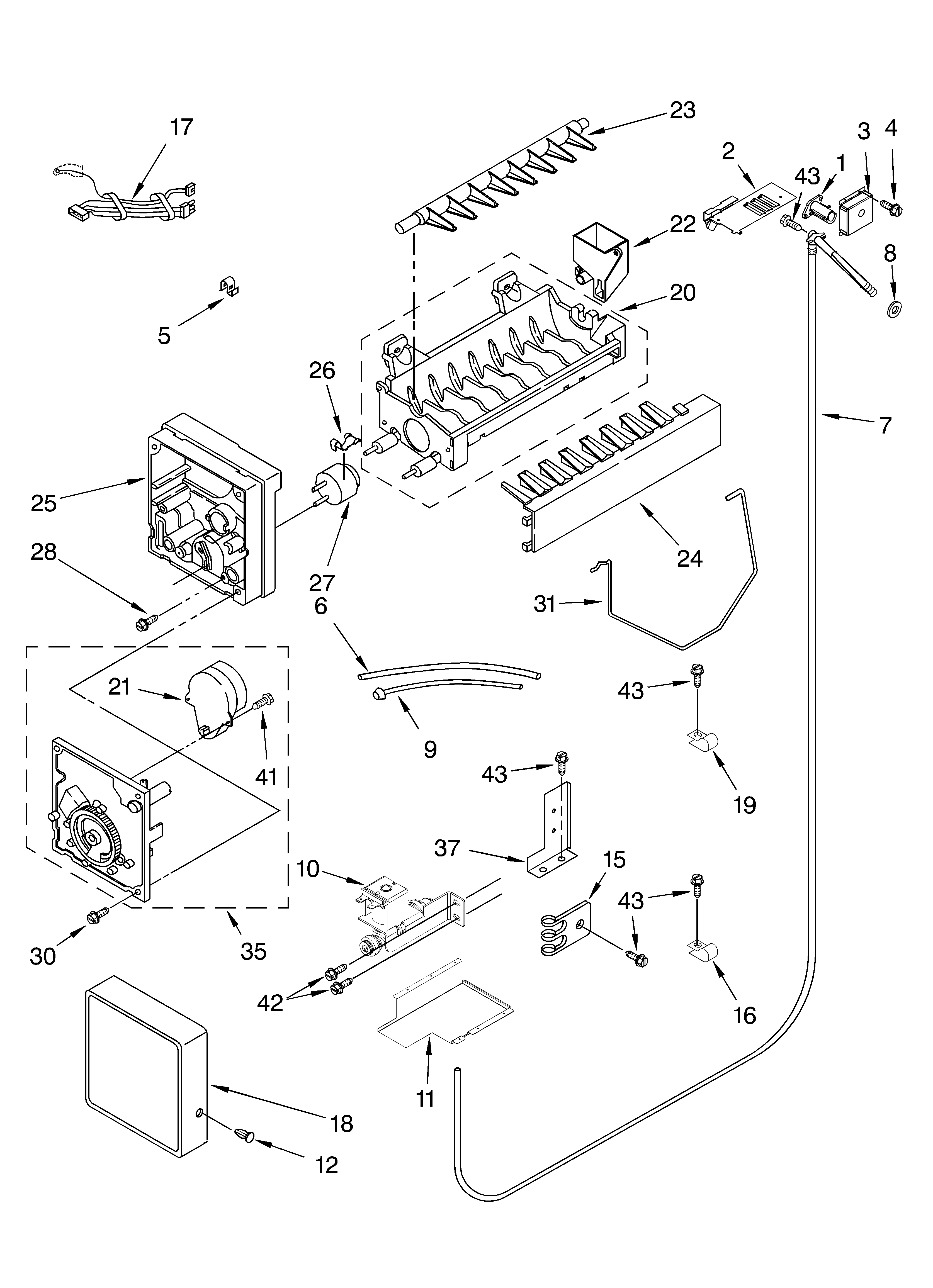 KitchenAid KSSS36FMX00 icemaker parts diagram