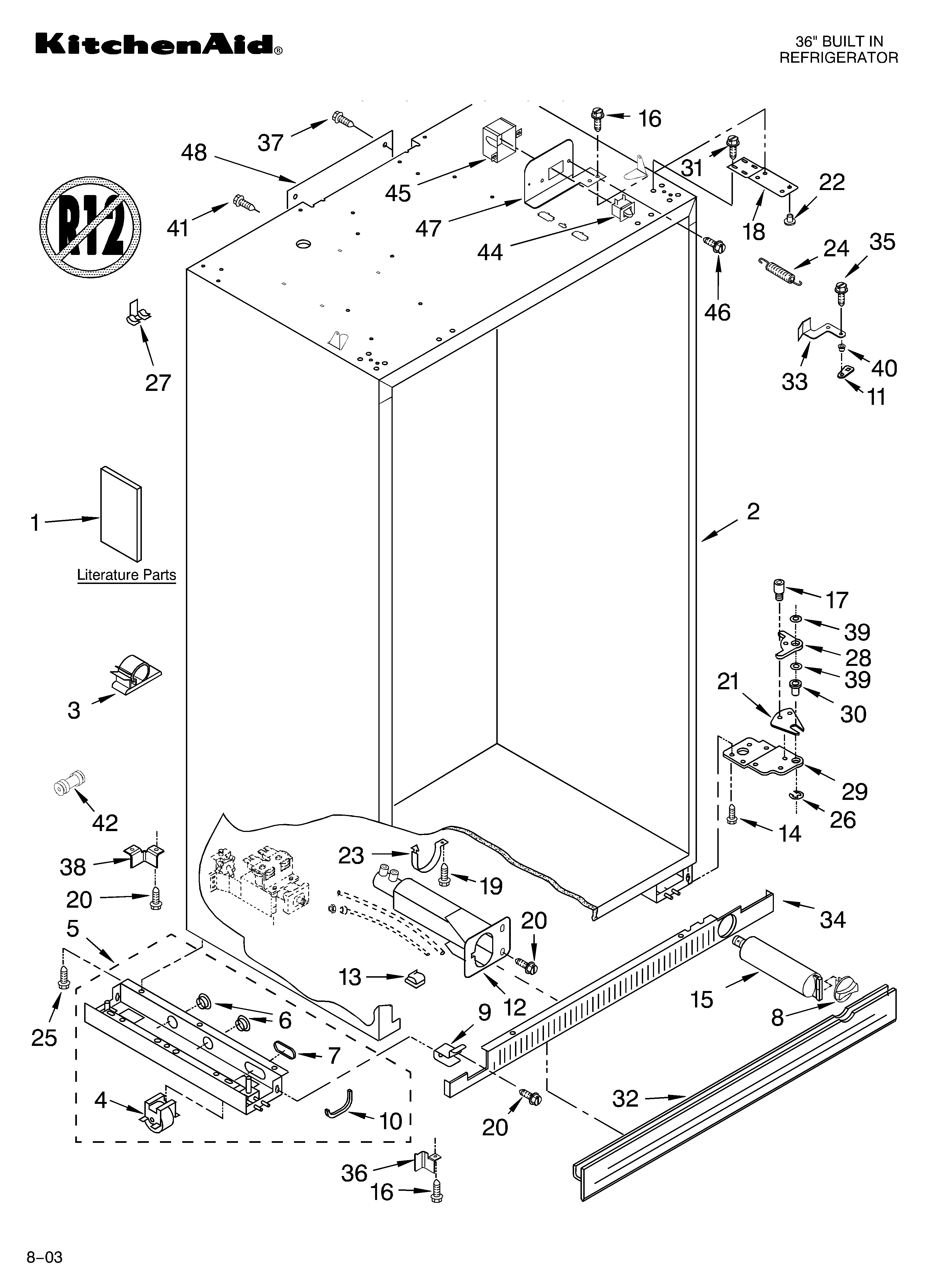 KitchenAid KSSS36QMB00 cabinet parts diagram