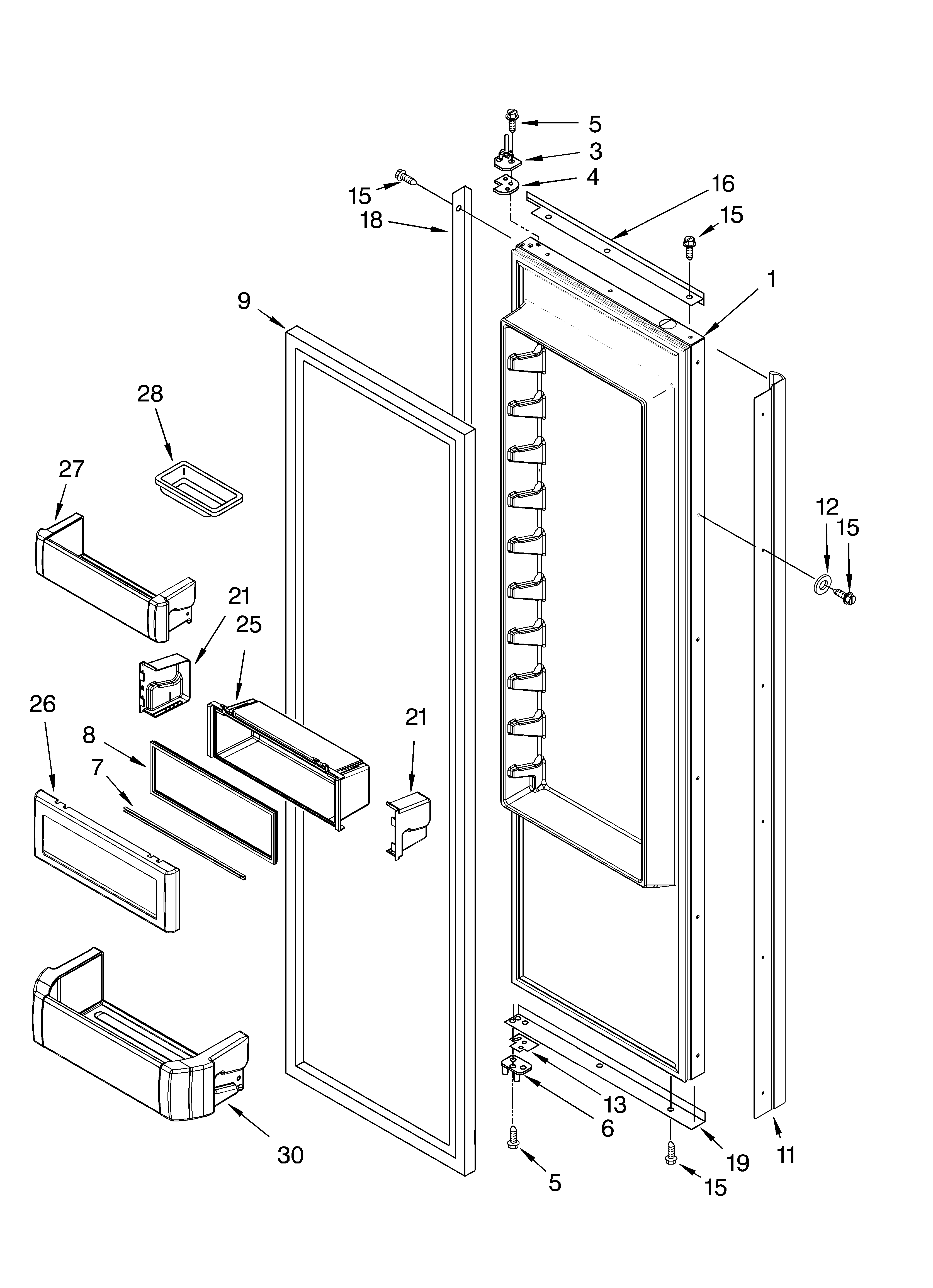 KitchenAid KSSS36QMB00 refrigerator door parts diagram