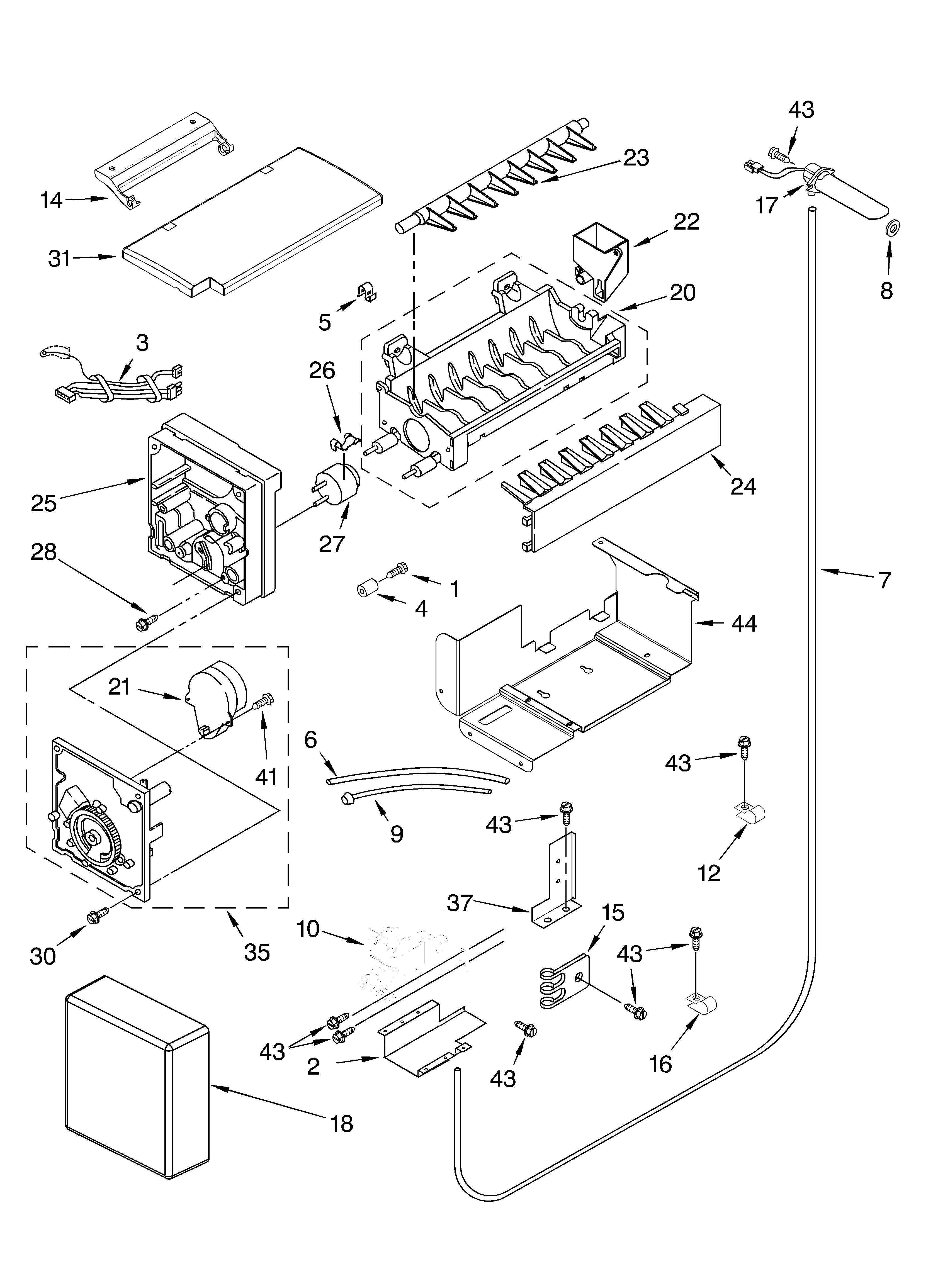 KitchenAid KSSS36QMB00 icemaker parts diagram
